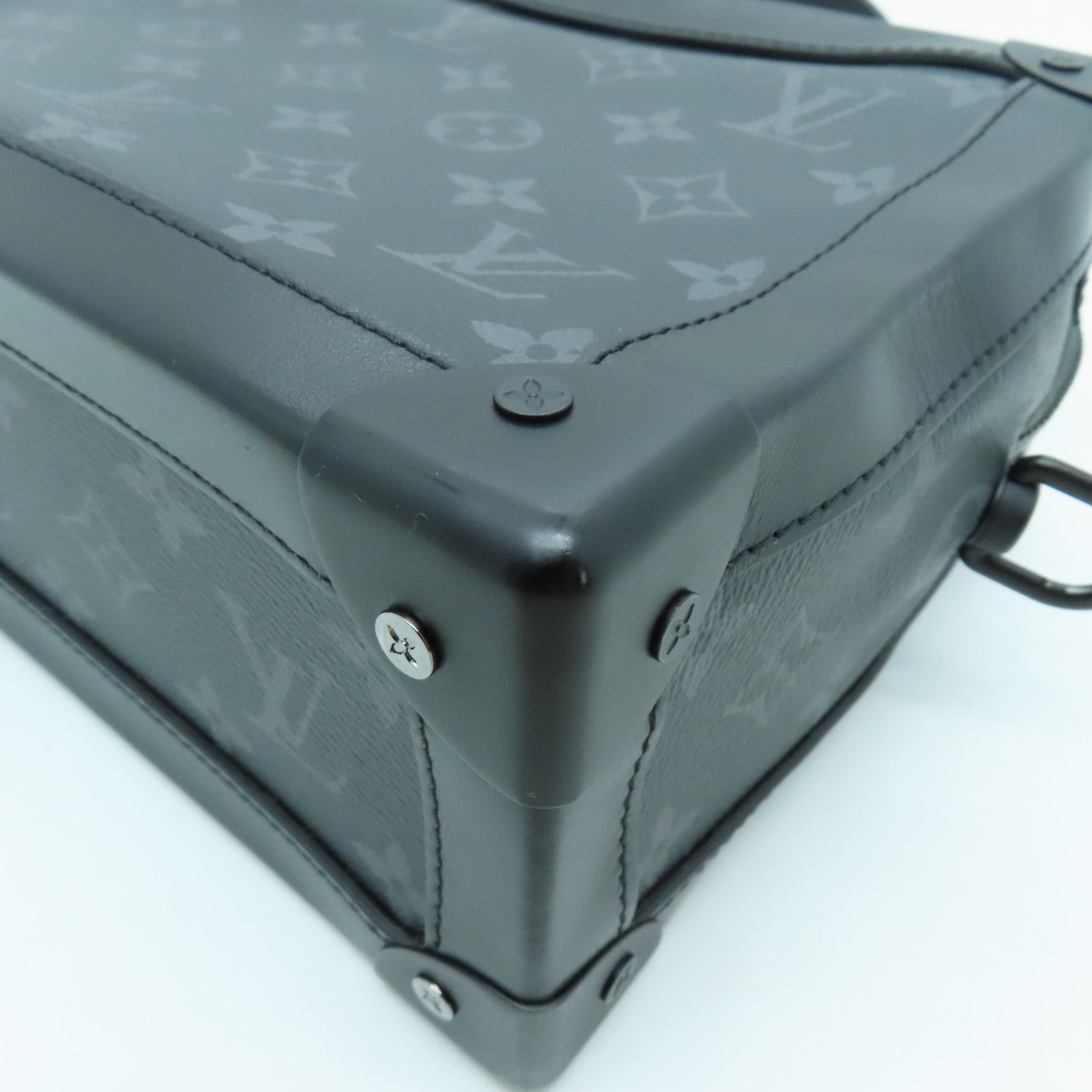 LOUIS VUITTON Monogram Eclipse Soft Trunk Black Buckle Shoulder Bag Black