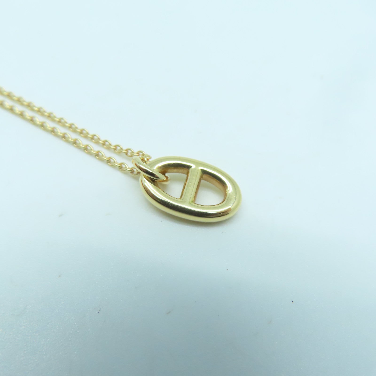 HERMES 18K玫瑰金Necklace 5.3g金扣項鍊金色