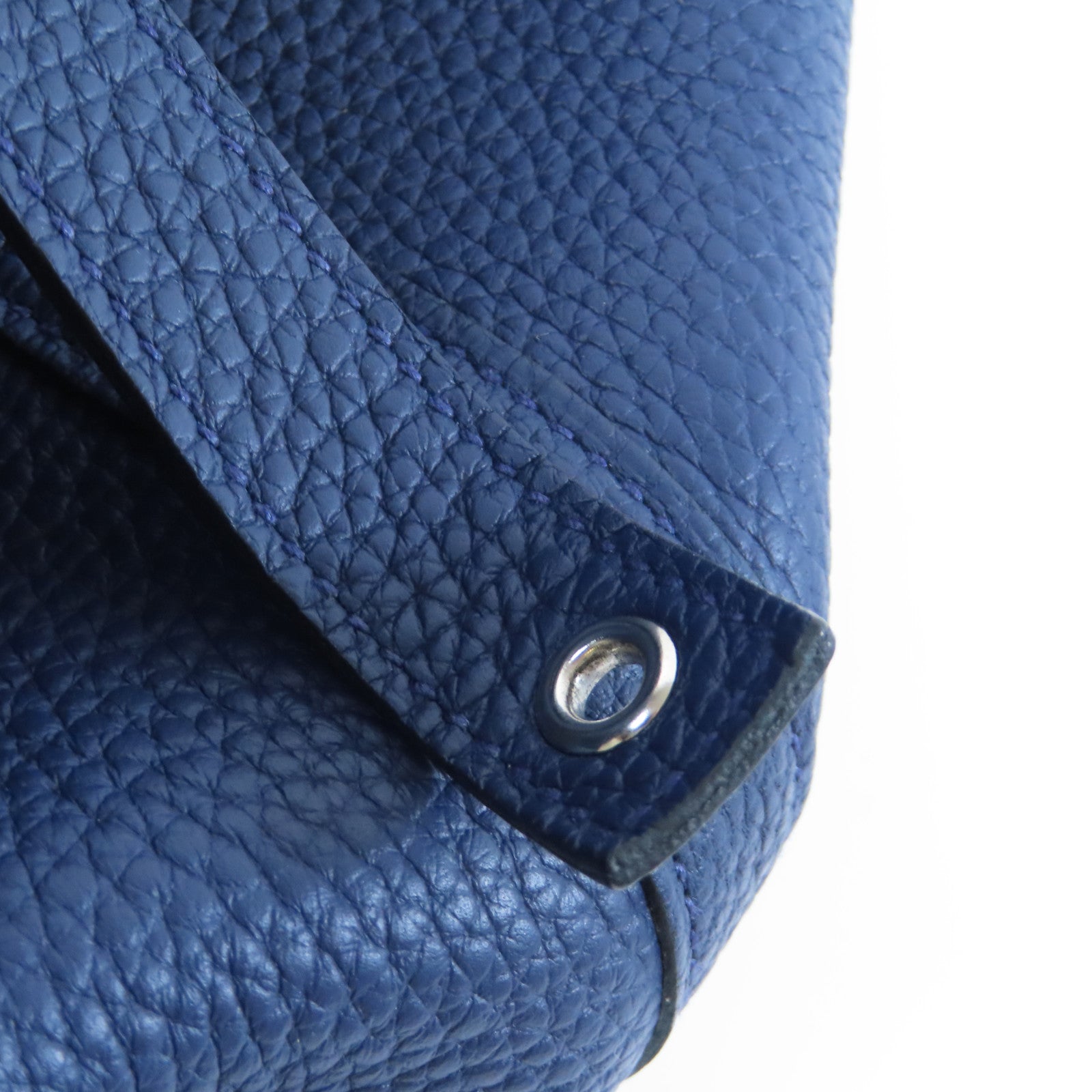 HERMES Clemence皮革Picotin GM銀扣手挽袋Bleu Saphir寶石藍色