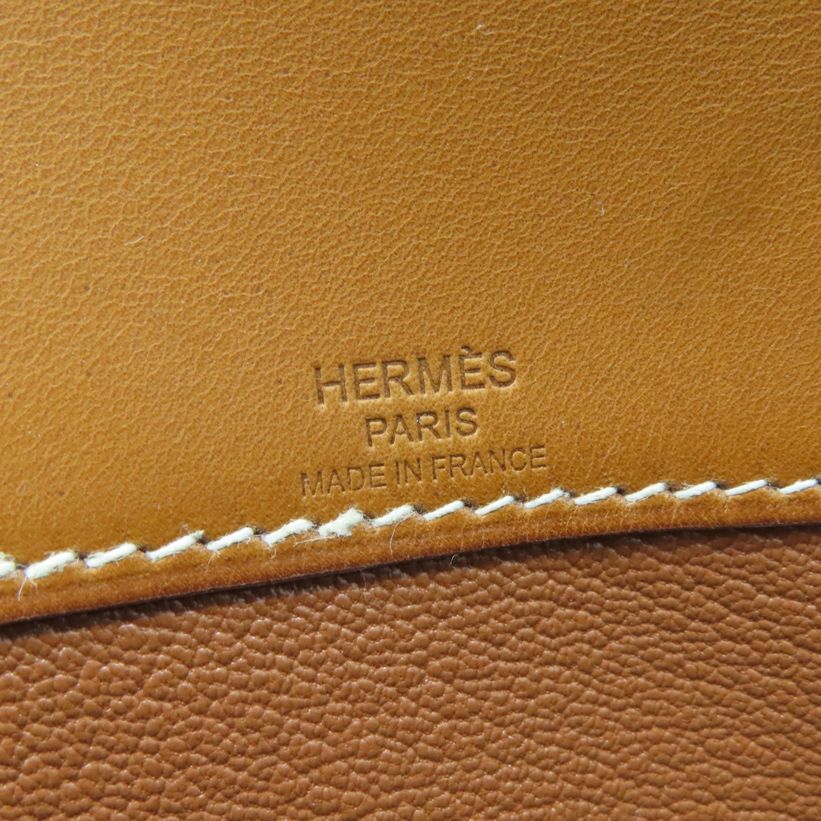 HERMES Toile帆布/Barenia皮革Kelly Depeches 25银扣手拿包白色/啡色