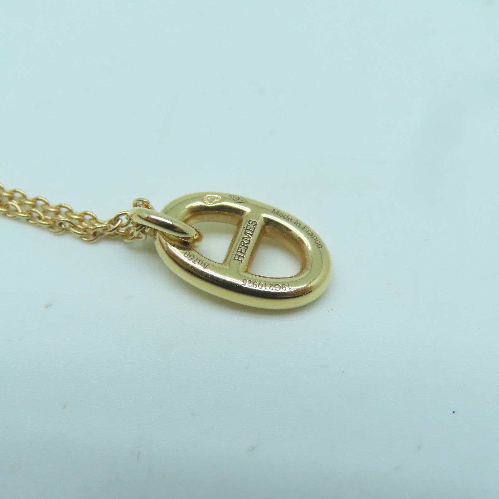 HERMES 18K玫瑰金Necklace 5.3g金扣項鍊金色