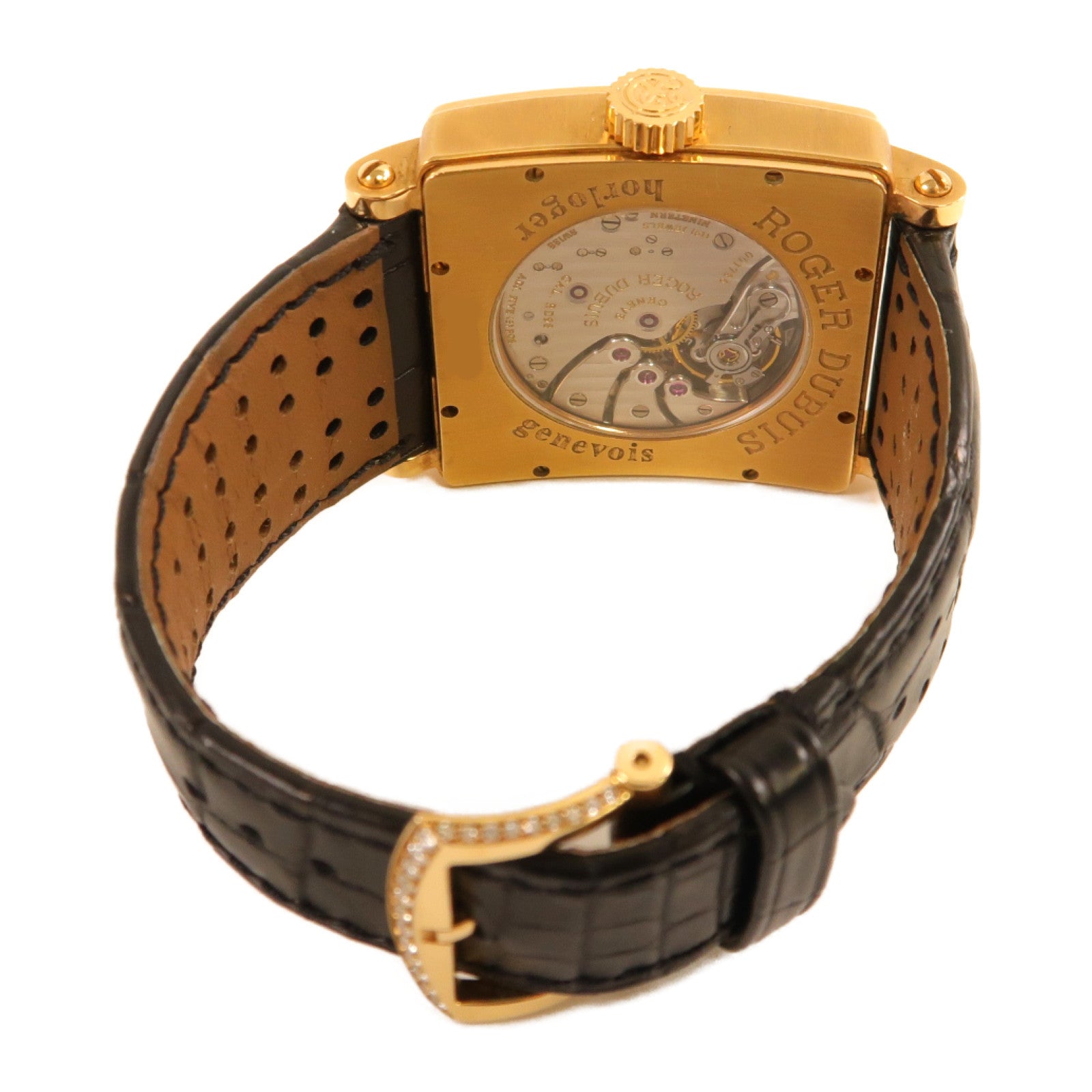ROGER DUBUIS 18K黃金Golden Square手錶自動機芯米色