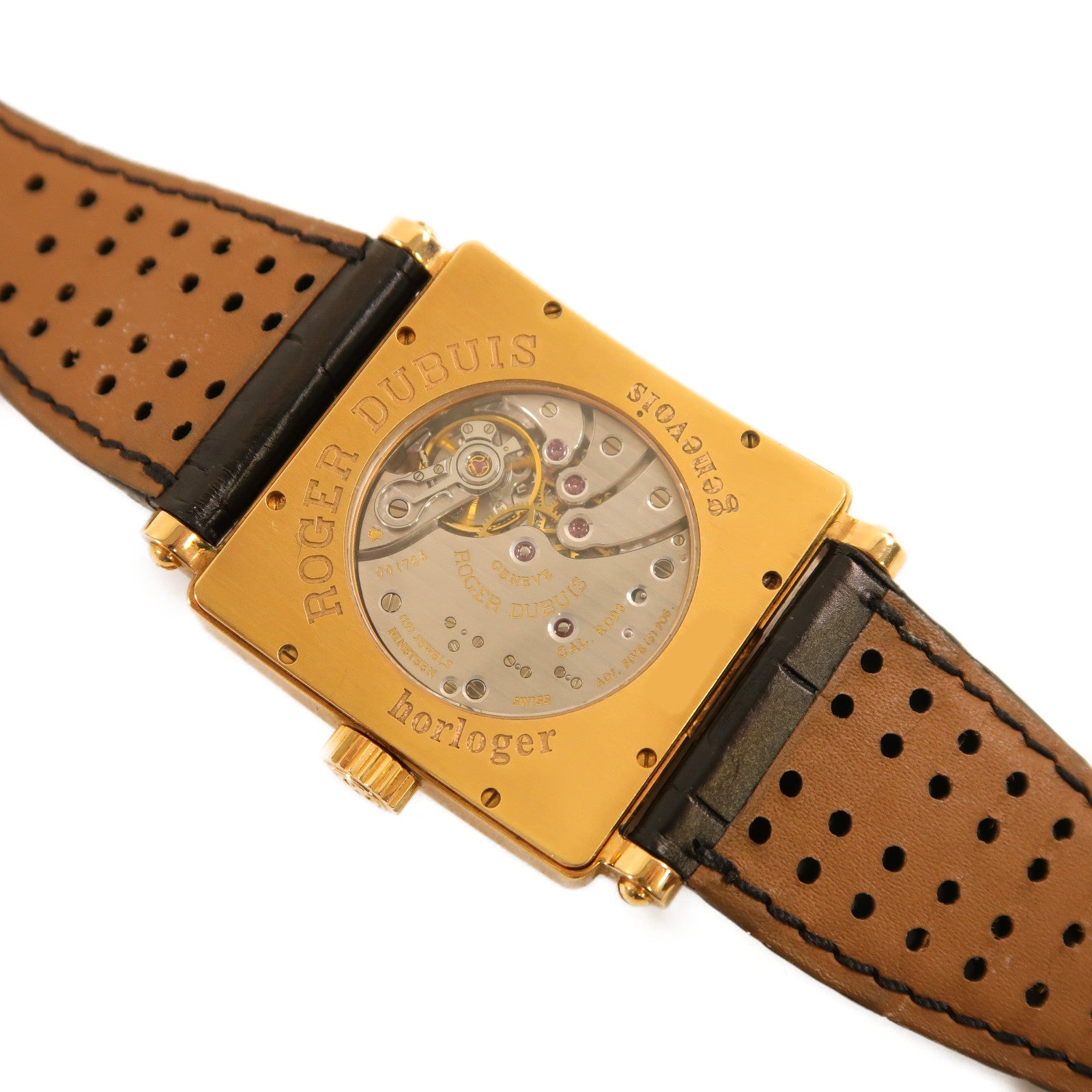 ROGER DUBUIS 18K黃金Golden Square手錶自動機芯米色
