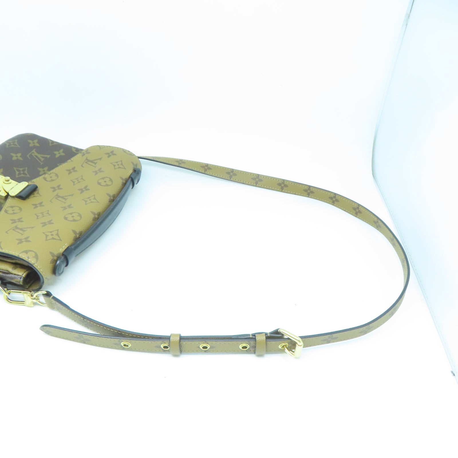 LOUIS VUITTON Monogram Reverse Pochette Metis金扣肩背袋棕色