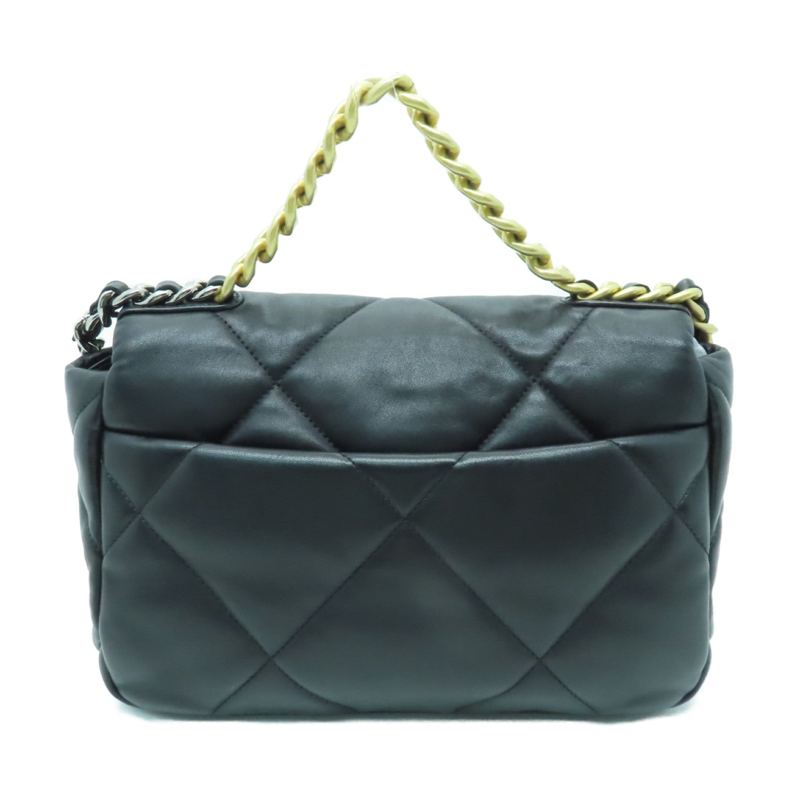 CHANEL 【激減優惠】菱格牛皮皮革Chain Shoulder Bag金扣/銀扣手挽肩背兩用袋黑色