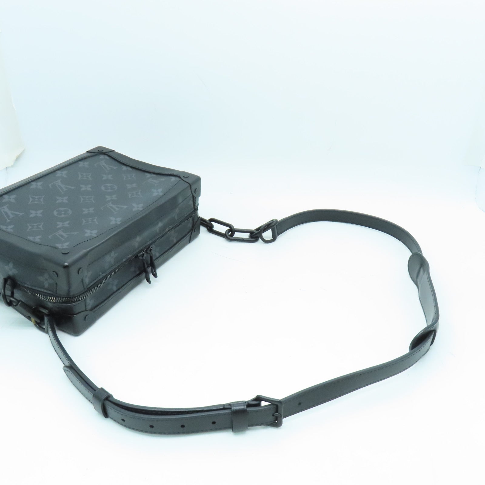 LOUIS VUITTON Monogram Eclipse Soft Trunk Black Buckle Shoulder Bag Black