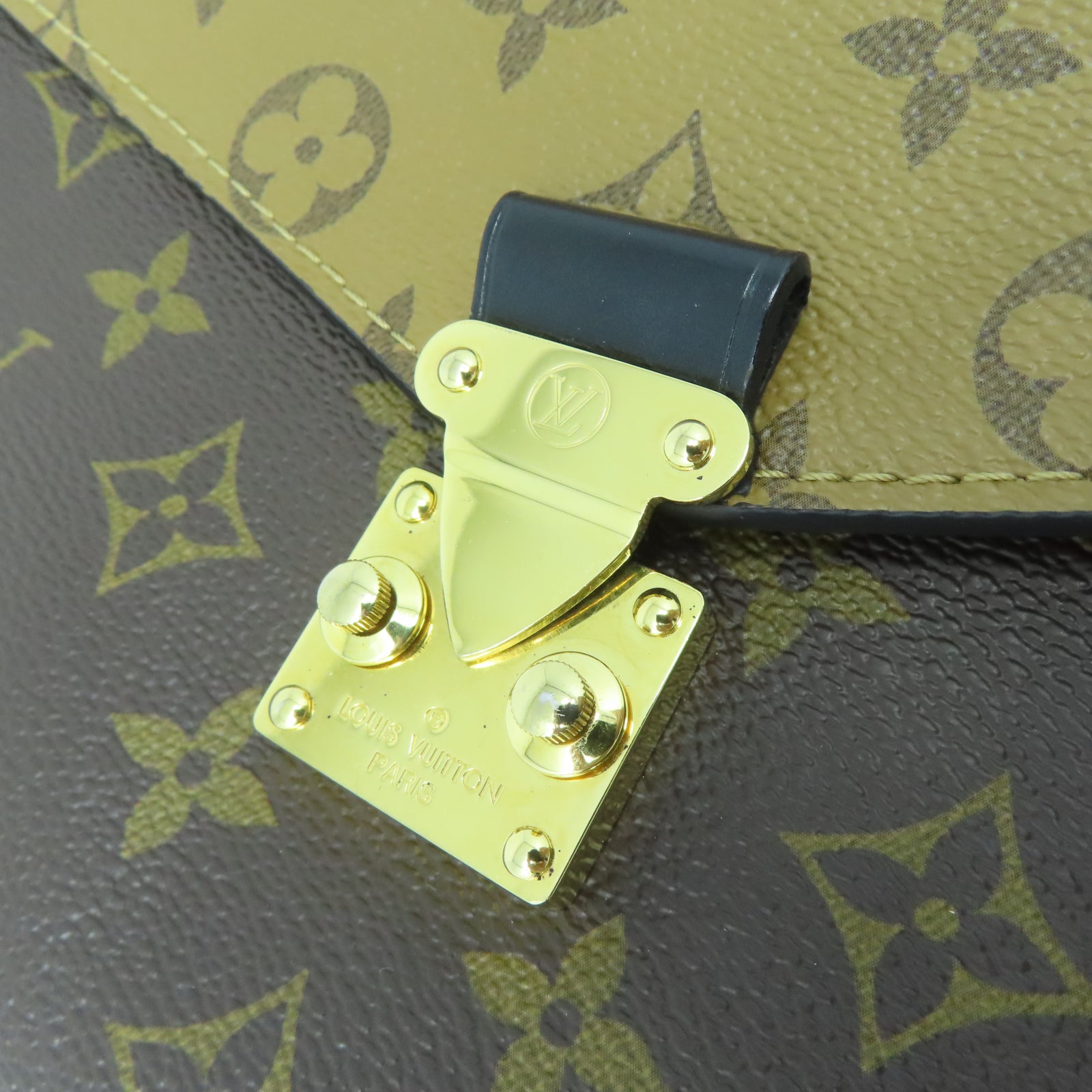 LOUIS VUITTON Monogram Reverse Pochette Metis金扣肩背袋棕色