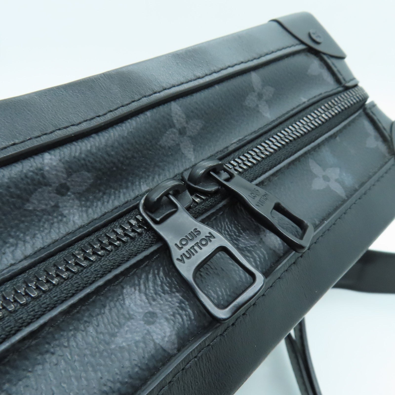 LOUIS VUITTON Monogram Eclipse Soft Trunk Black Buckle Shoulder Bag Black