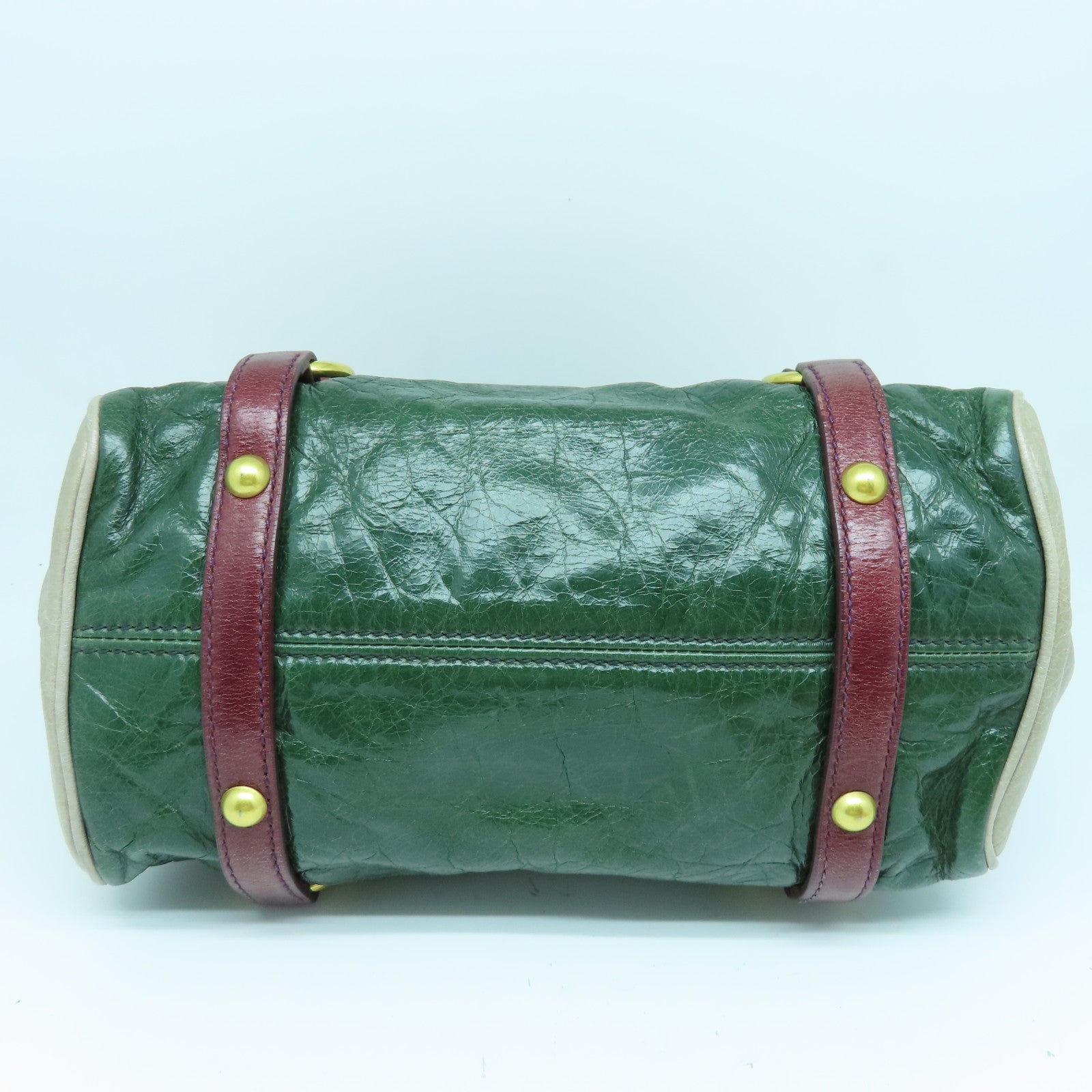 Miu Miu 牛皮皮革2way Shoulder Bag金扣手挽肩背两用袋绿色灰色