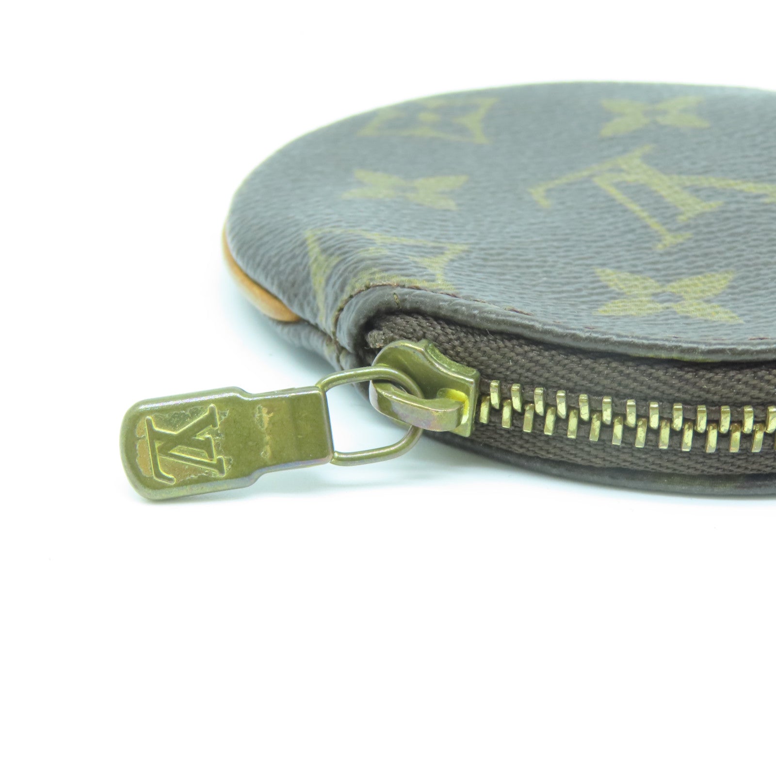 LOUIS VUITTON Monogram Coin Case金扣零钱包棕色