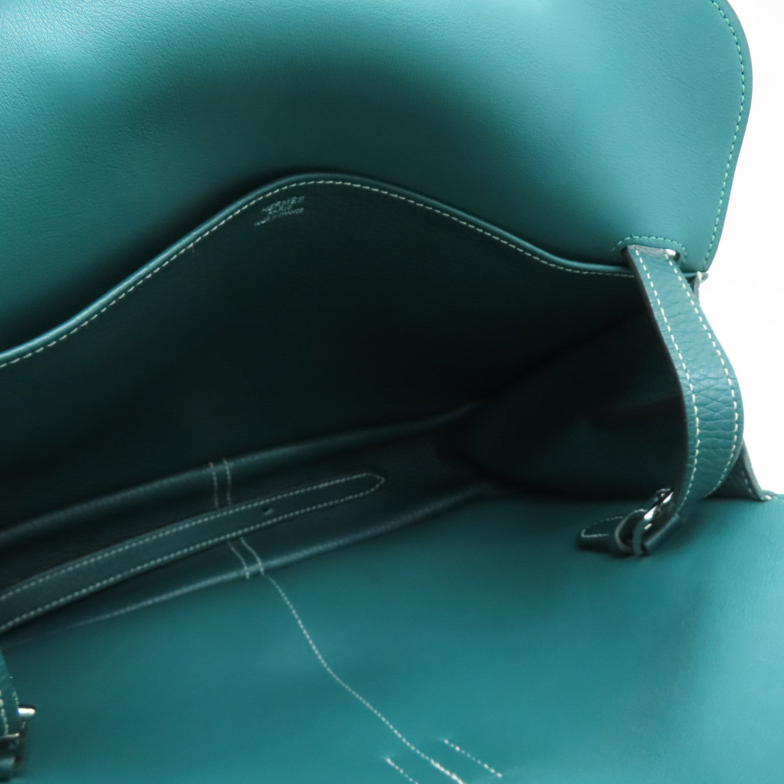 HERMES Clemence皮革Halzan 31銀扣手挽肩背兩用袋Vert Vertigo綠色