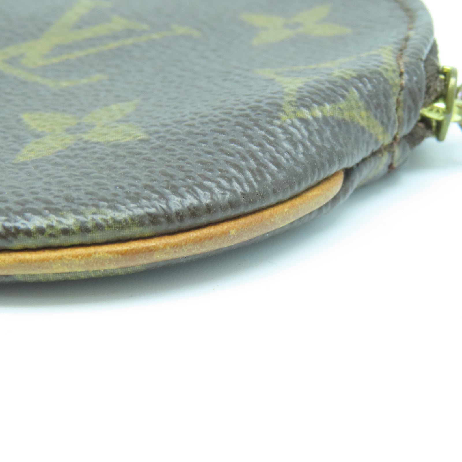 LOUIS VUITTON Monogram Coin Case金扣零钱包棕色