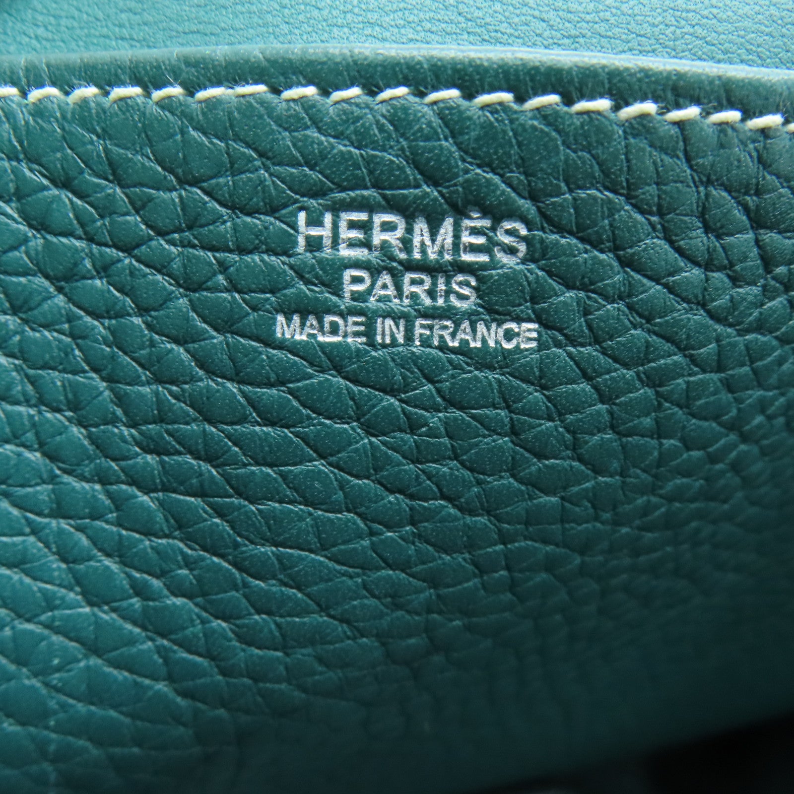 HERMES Clemence皮革Halzan 31銀扣手挽肩背兩用袋Vert Vertigo綠色