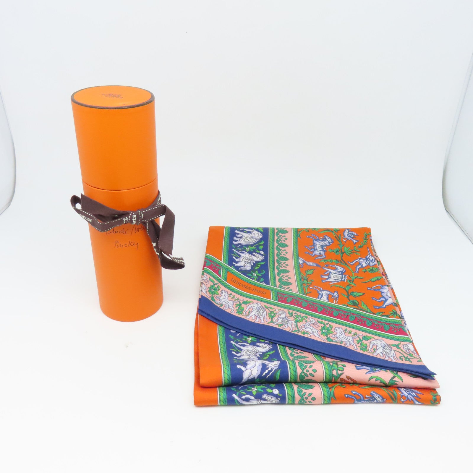 HERMES 絲質Maxi Twilly絲巾橙色/粉紅色/彩色