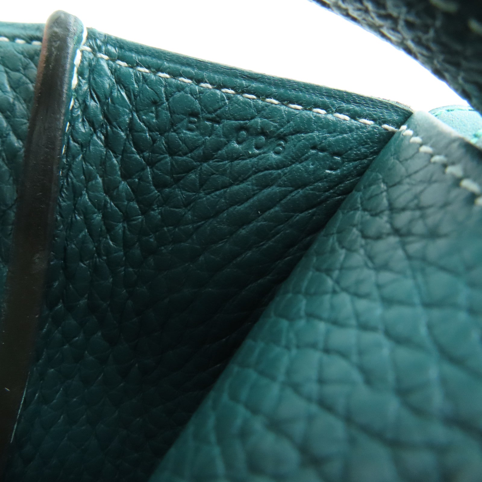 HERMES Clemence皮革Halzan 31銀扣手挽肩背兩用袋Vert Vertigo綠色