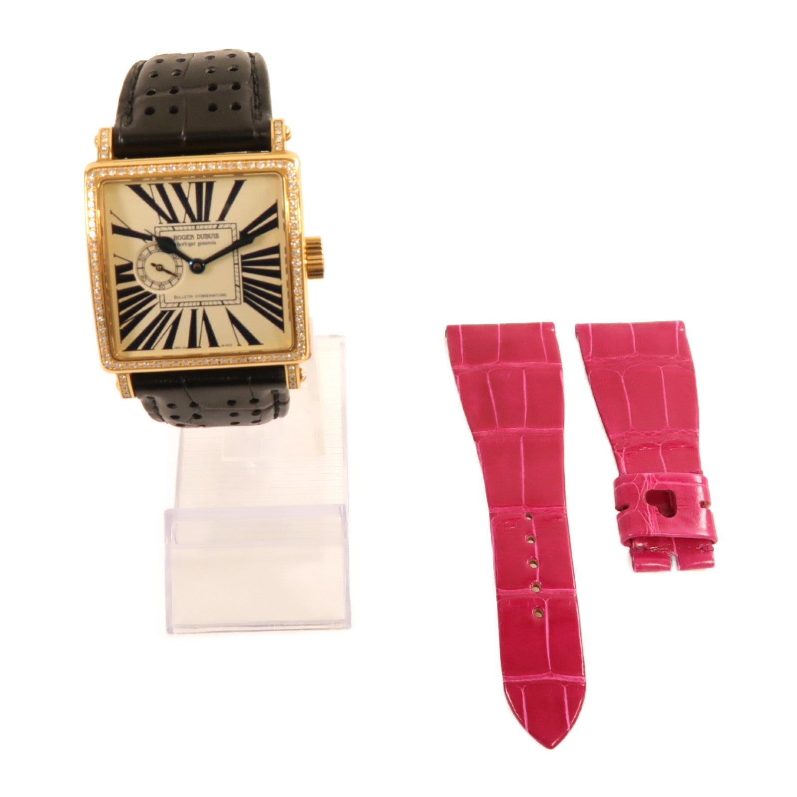 ROGER DUBUIS 18K黃金Golden Square手錶自動機芯米色