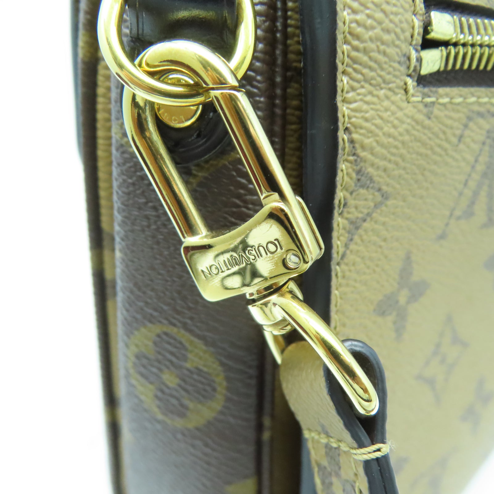 LOUIS VUITTON Monogram Reverse Pochette Metis金扣肩背袋棕色