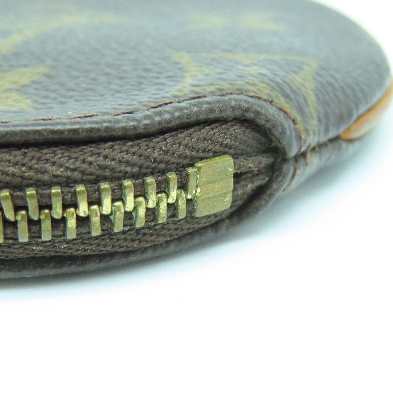 LOUIS VUITTON Monogram Coin Case金扣零钱包棕色