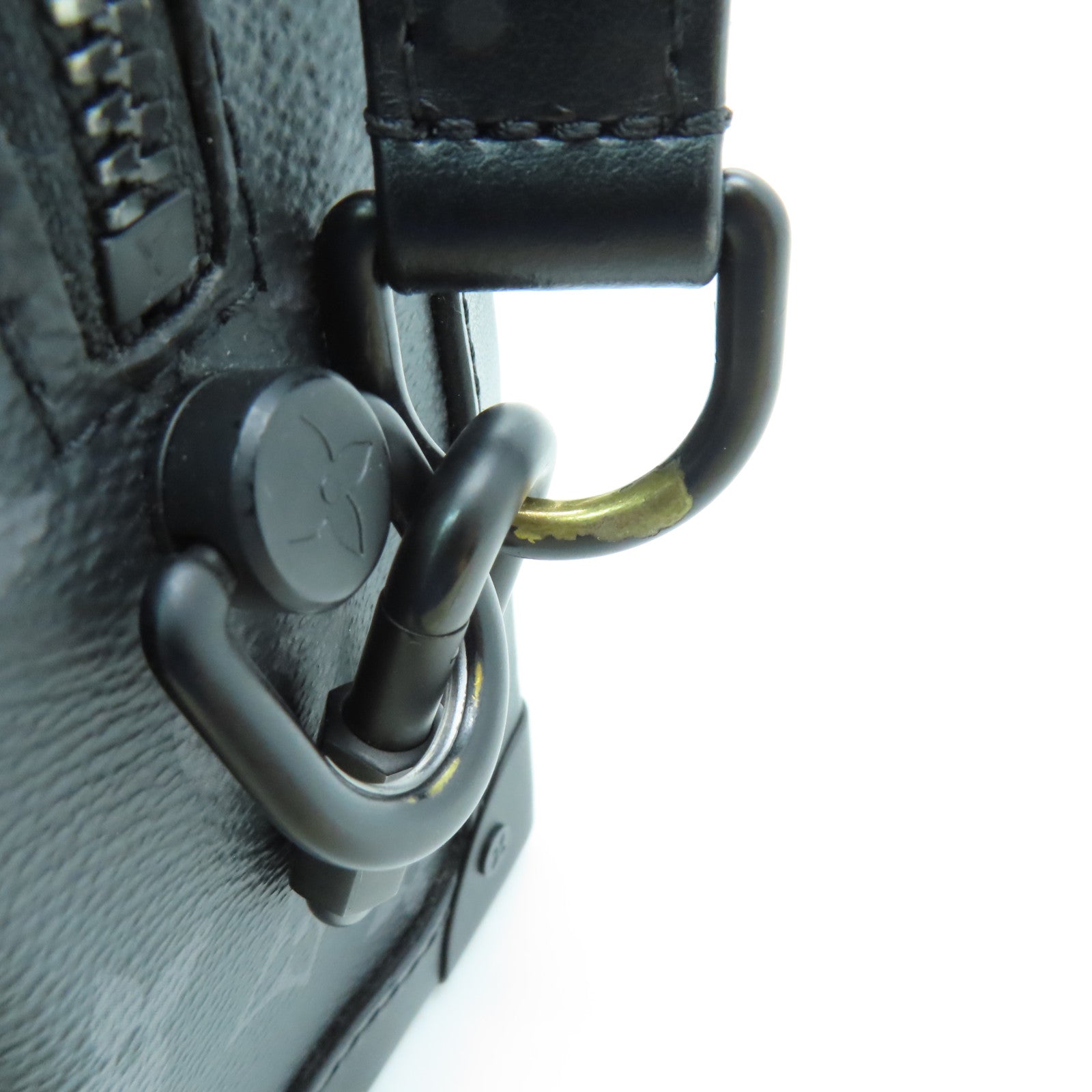 LOUIS VUITTON Monogram Eclipse Soft Trunk Black Buckle Shoulder Bag Black