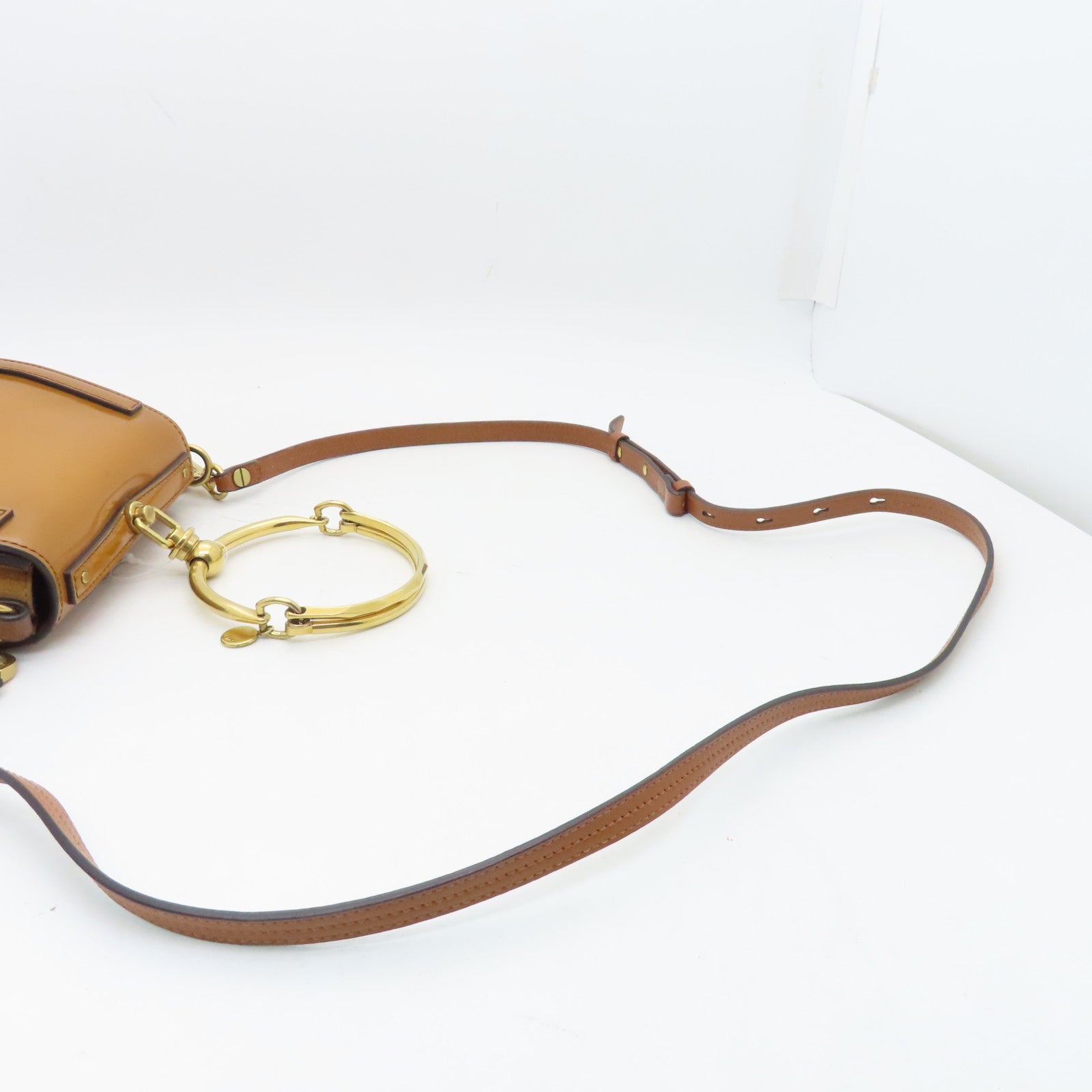 Chloe Patent Leather/Bracelet Nile Gold Buckle Handle Shoulder Bag