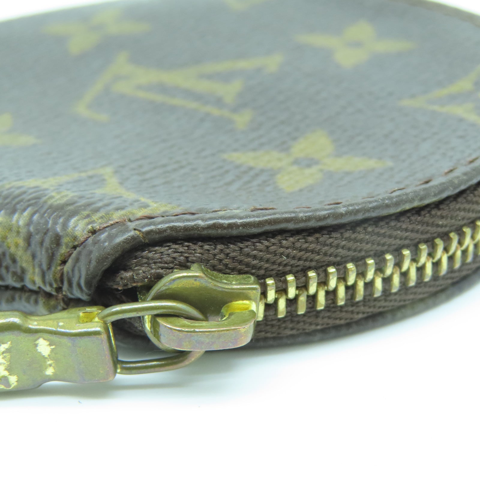 LOUIS VUITTON Monogram Coin Case金扣零钱包棕色