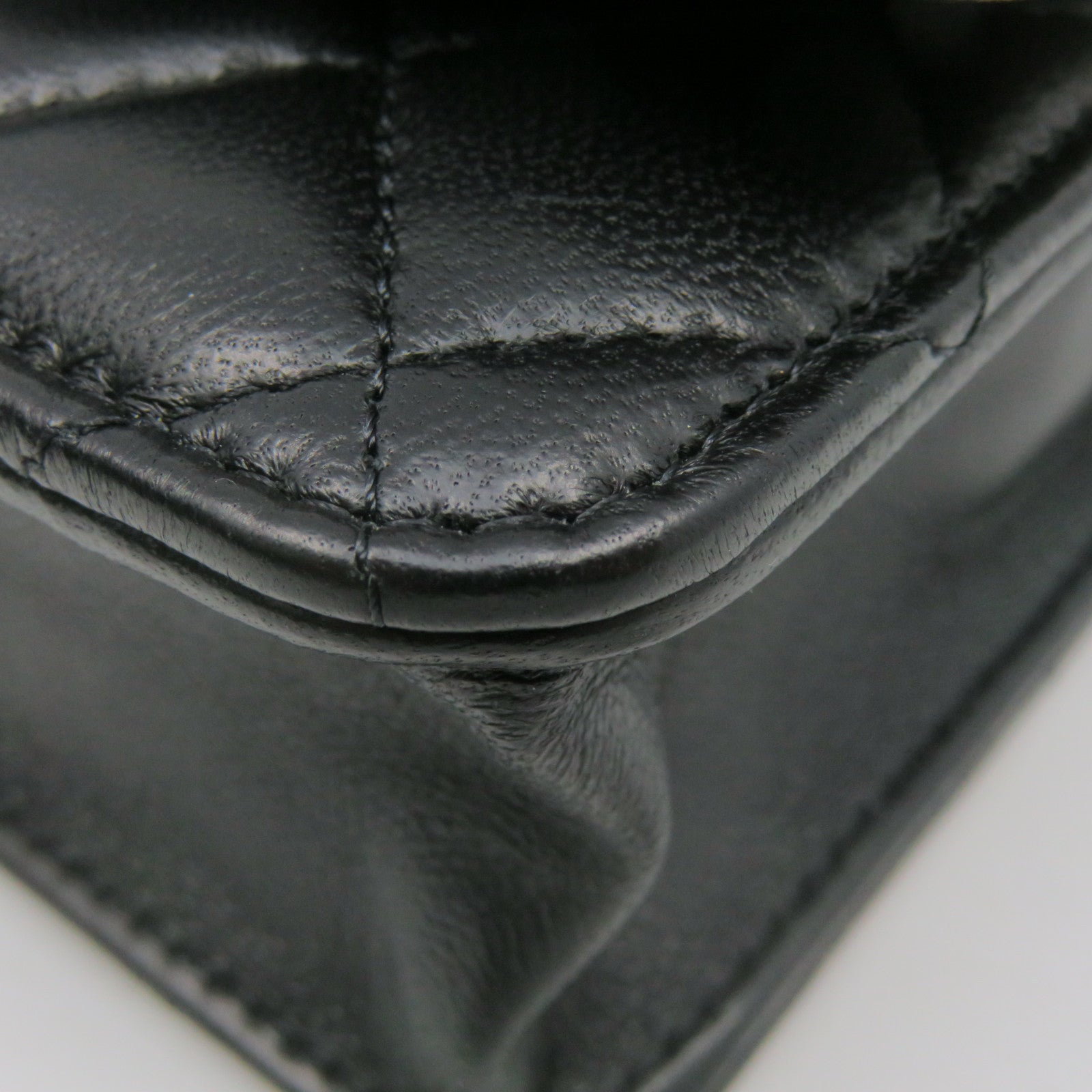 CHANEL 菱格羊皮皮革Wallet On Chain Shoulder Bag金扣鏈帶肩背袋黑色