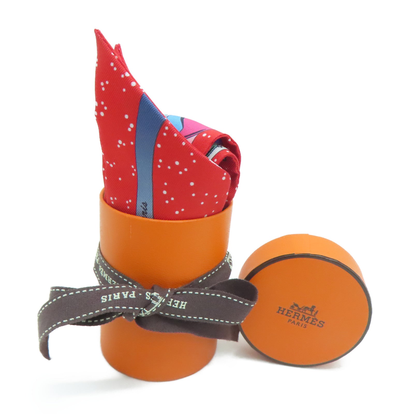 HERMES 【激減優惠】絲質Twilly絲巾紅色/藍色