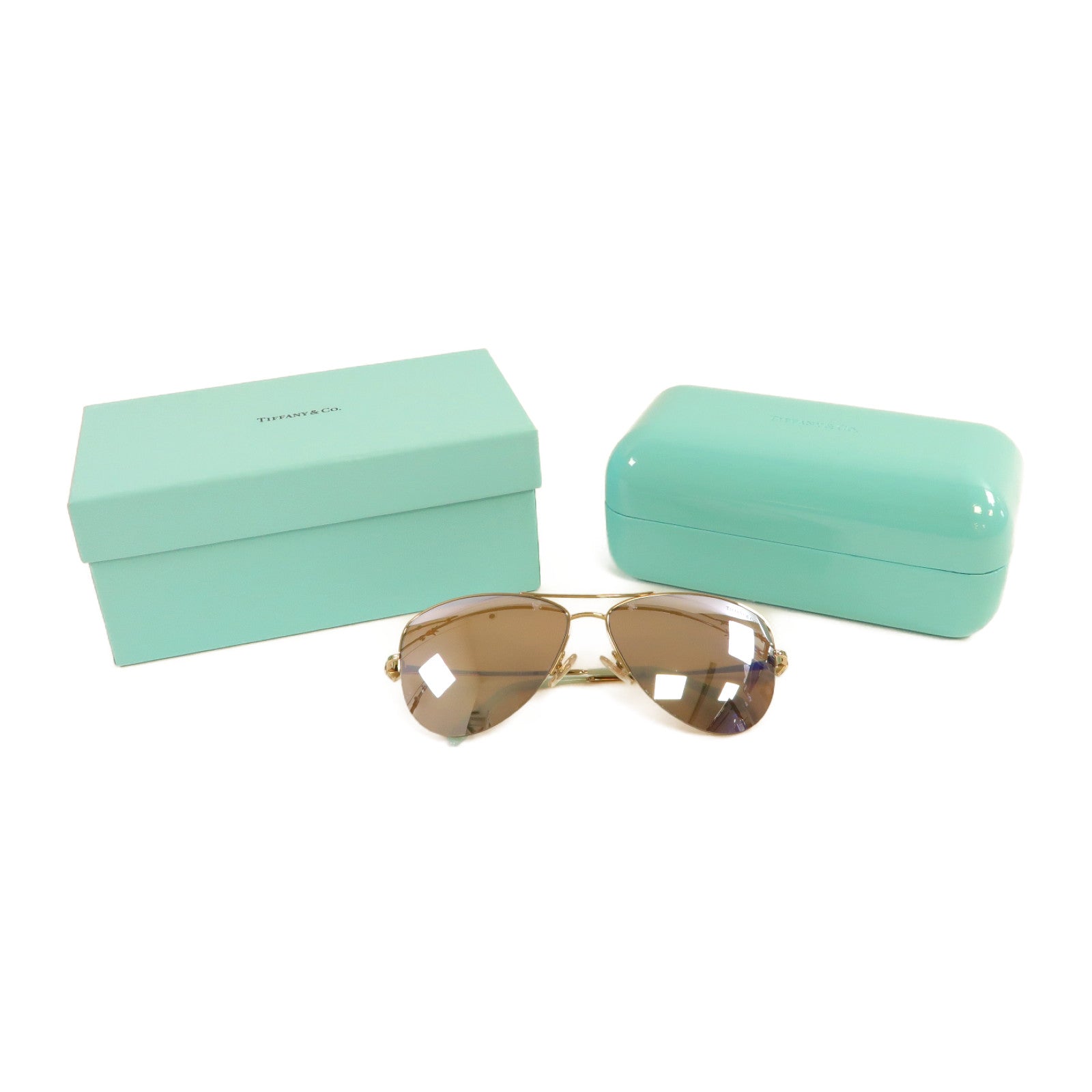 TIFFANY＆CO 金屬/PVC Sunglassess太陽眼鏡金色/湖水綠色