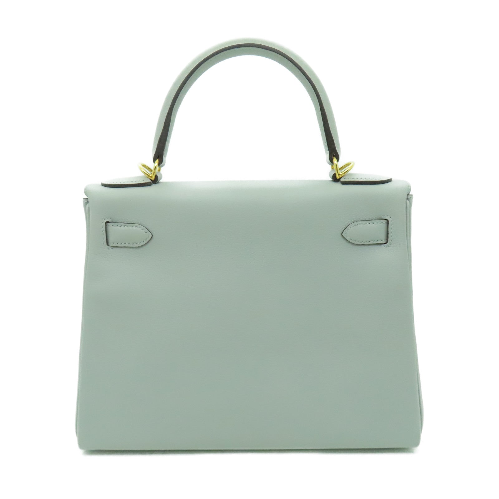 HERMES Evercolor皮革Kelly 28金扣手挽肩背兩用袋淺藍色