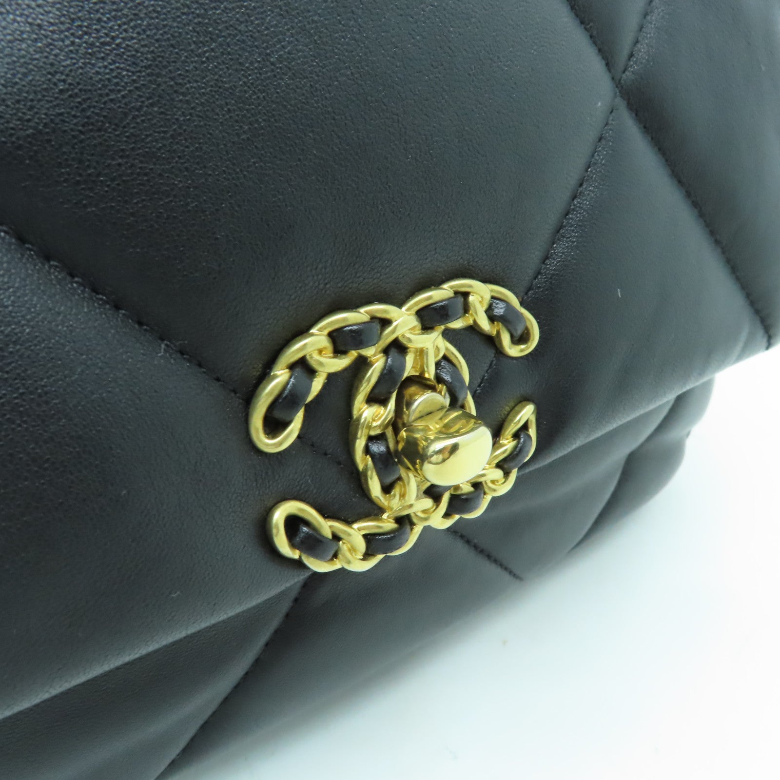 CHANEL 【激減優惠】菱格牛皮皮革Chain Shoulder Bag金扣/銀扣手挽肩背兩用袋黑色