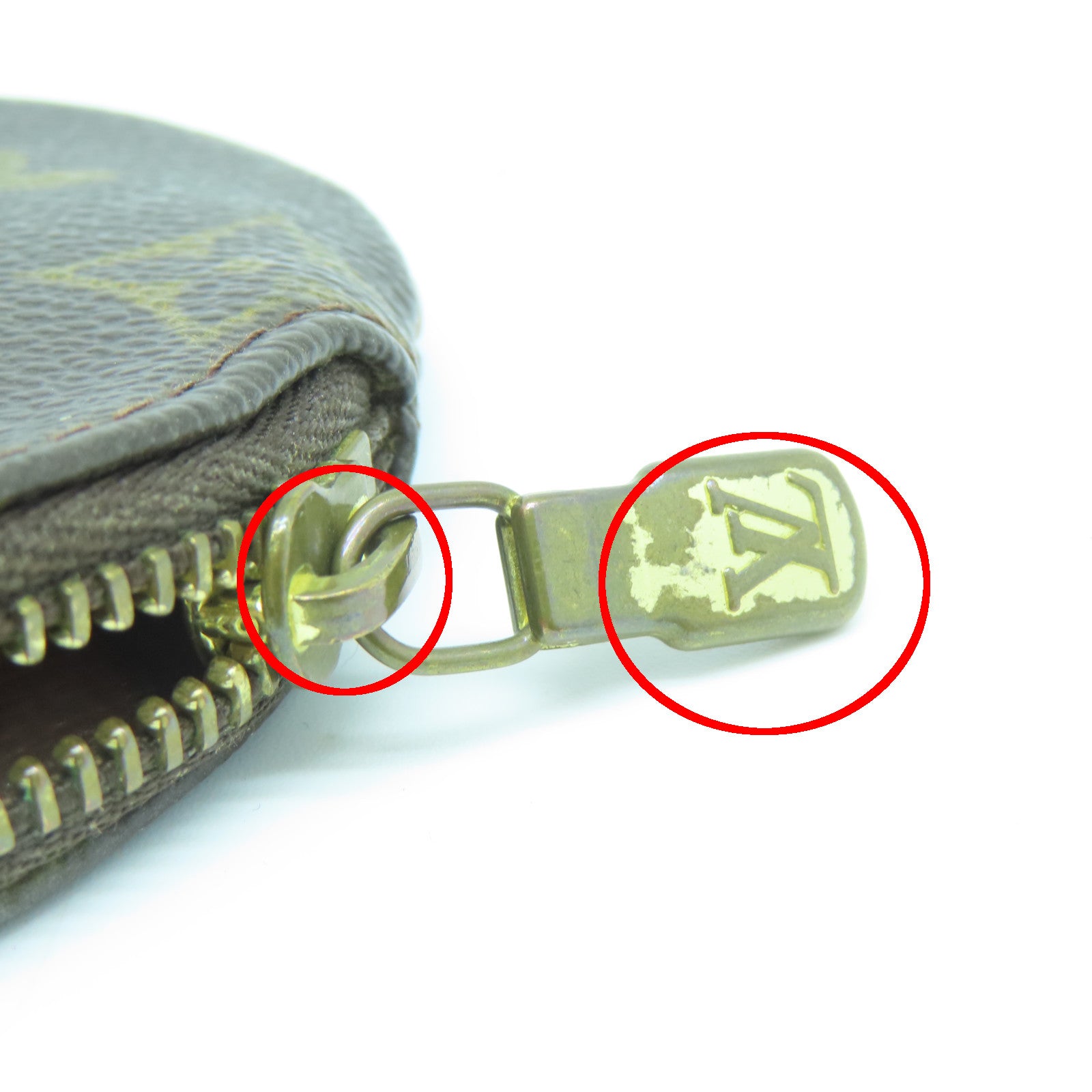 LOUIS VUITTON Monogram Coin Case金扣零钱包棕色