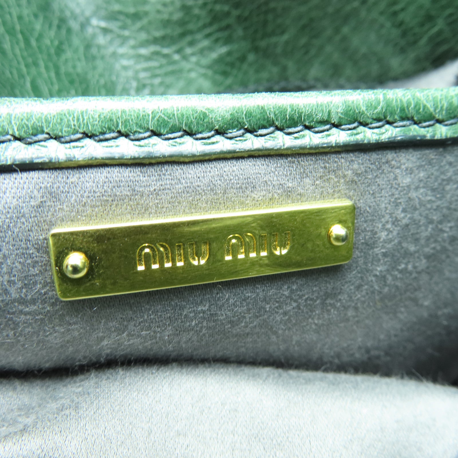 Miu Miu 牛皮皮革2way Shoulder Bag金扣手挽肩背两用袋绿色灰色