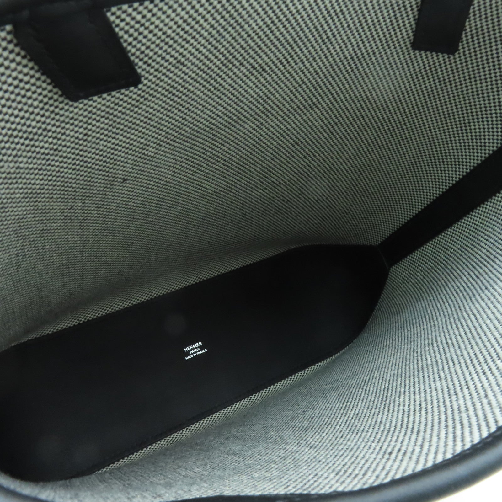 HERMES 帆布Cabas H 27手挽肩背兩用袋黒色/白色