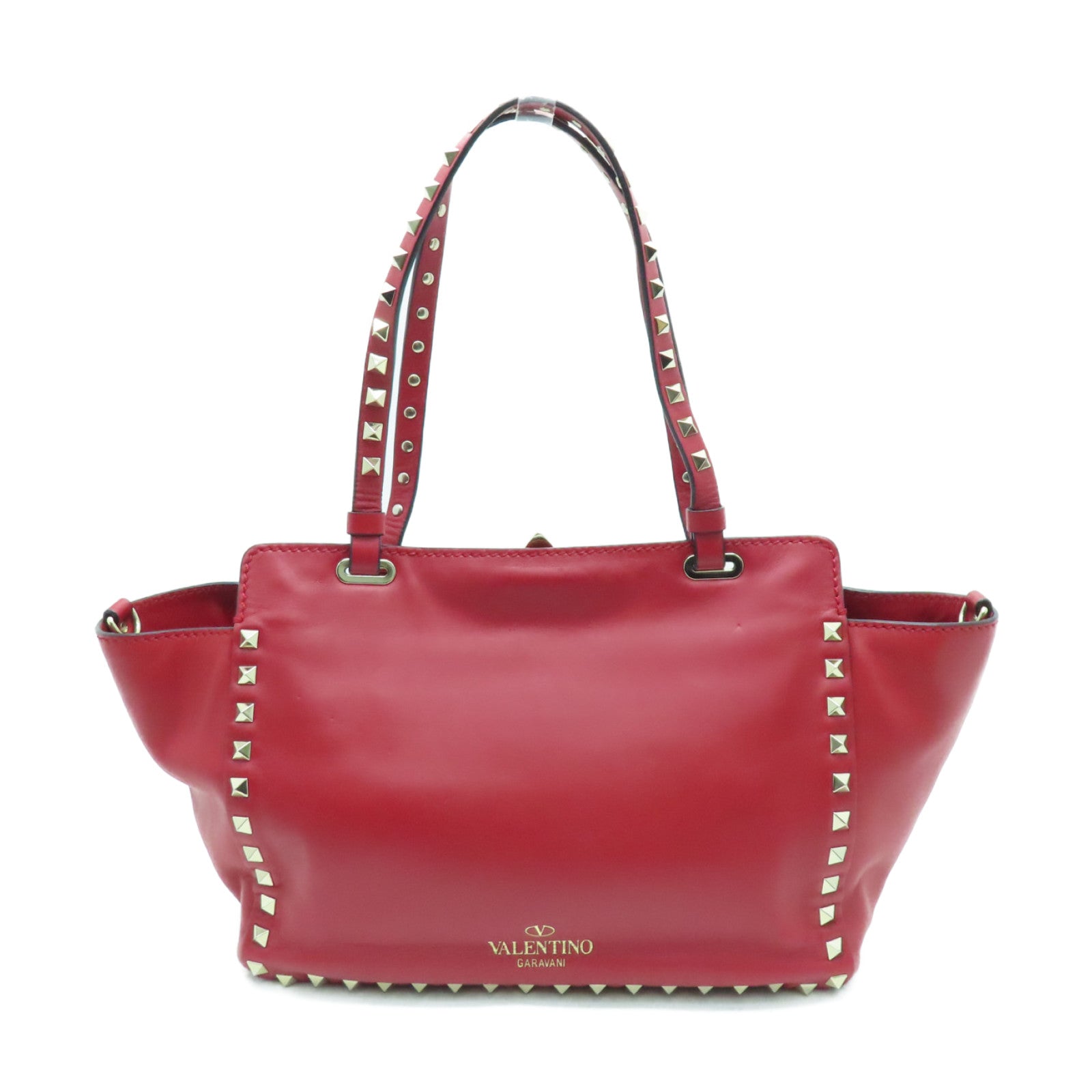 Valentino sheepskin leather 2way Shoulder Bag gold buckle handle shoulder bag red