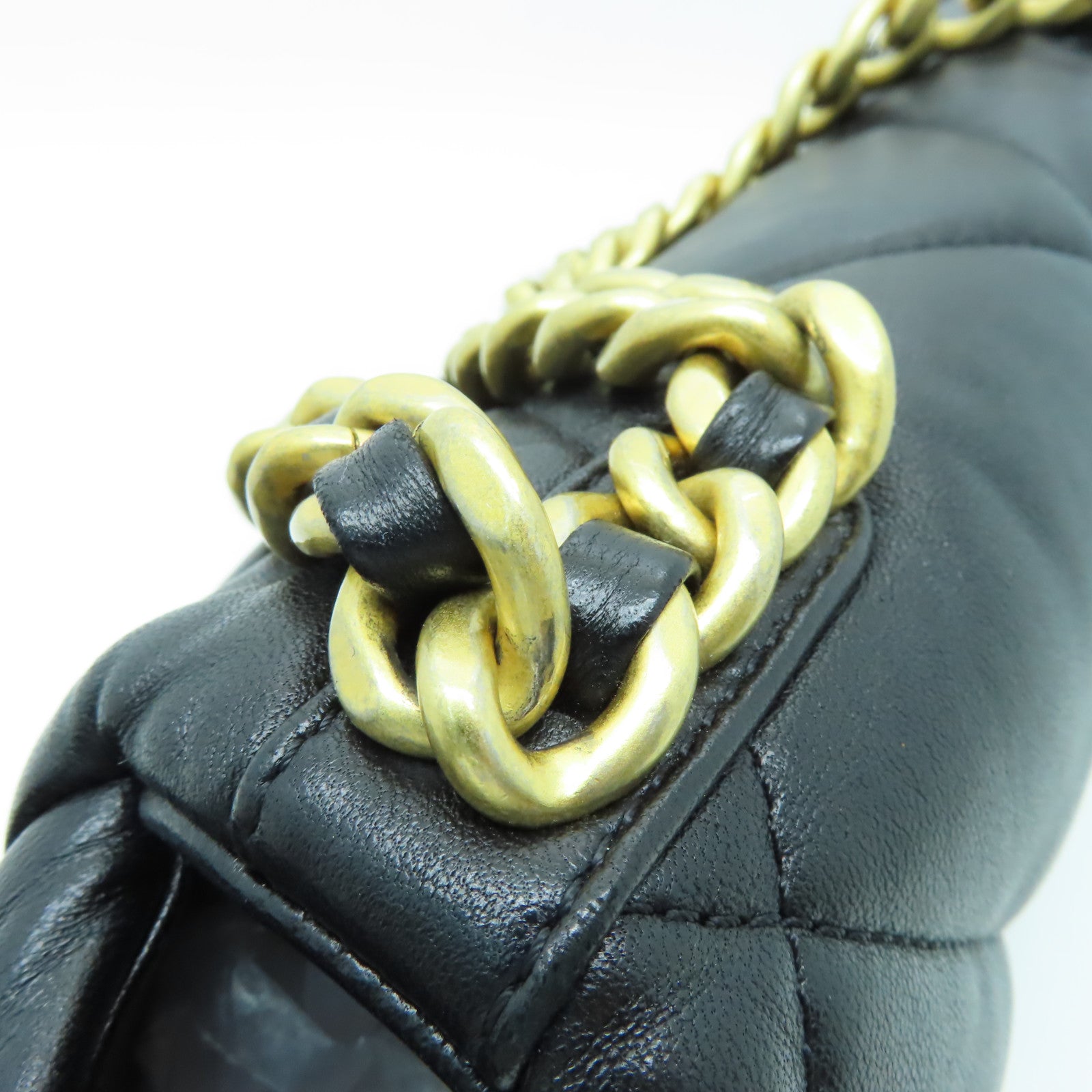 CHANEL 【激減優惠】菱格牛皮皮革Chain Shoulder Bag金扣/銀扣手挽肩背兩用袋黑色