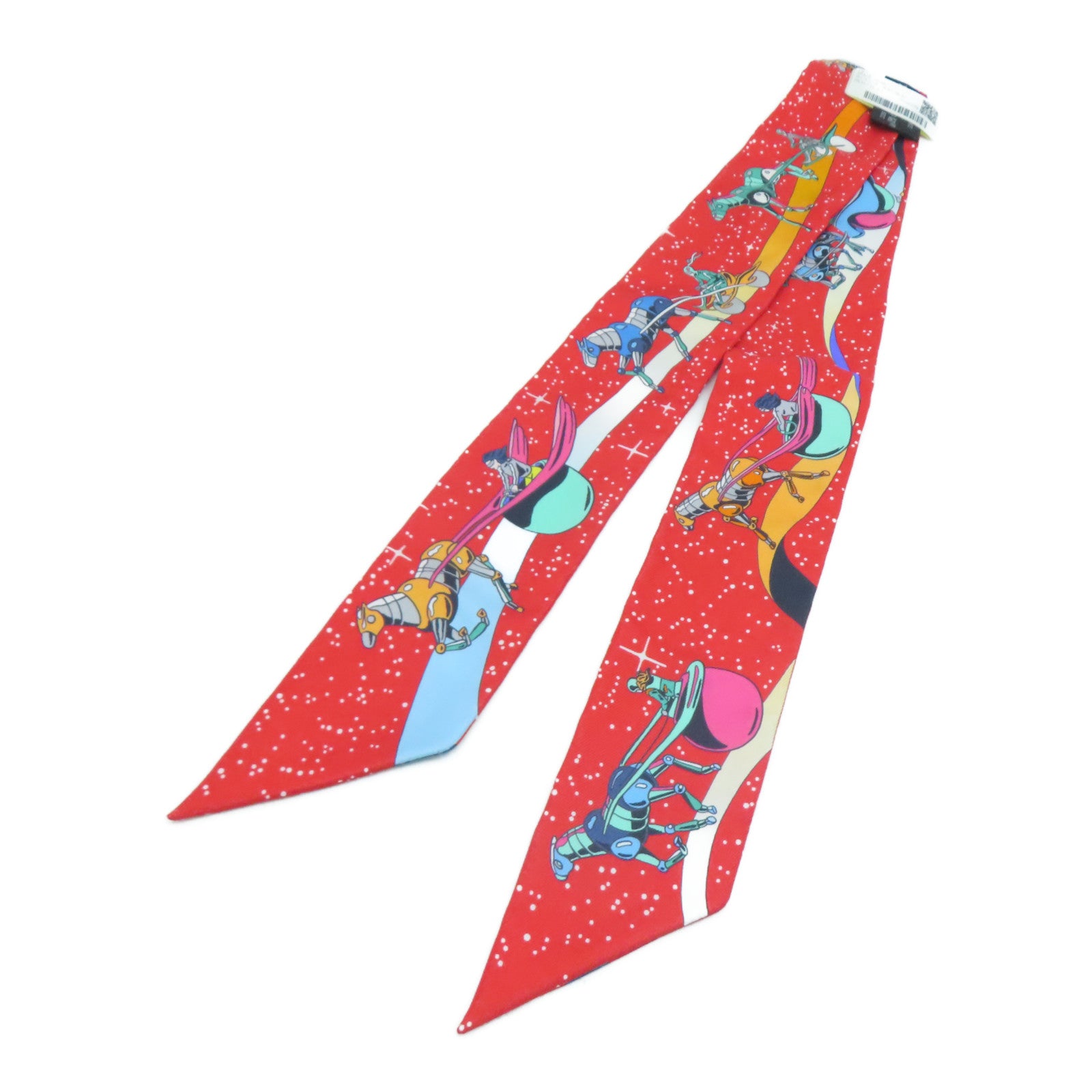 HERMES 【激減優惠】絲質Twilly絲巾紅色/藍色