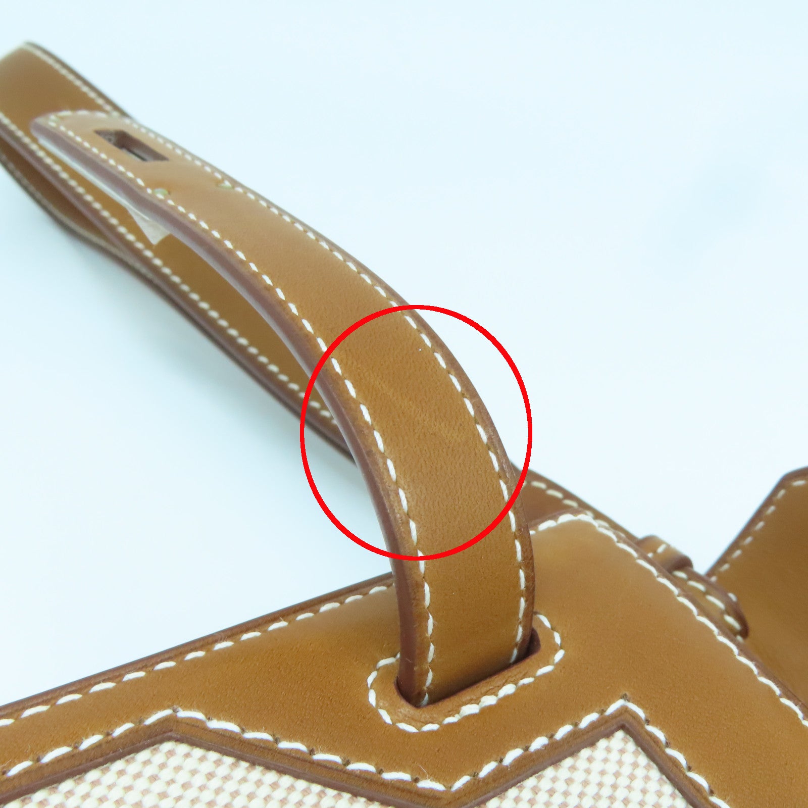 HERMES Toile帆布/Barenia皮革Kelly Depeches 25银扣手拿包白色/啡色