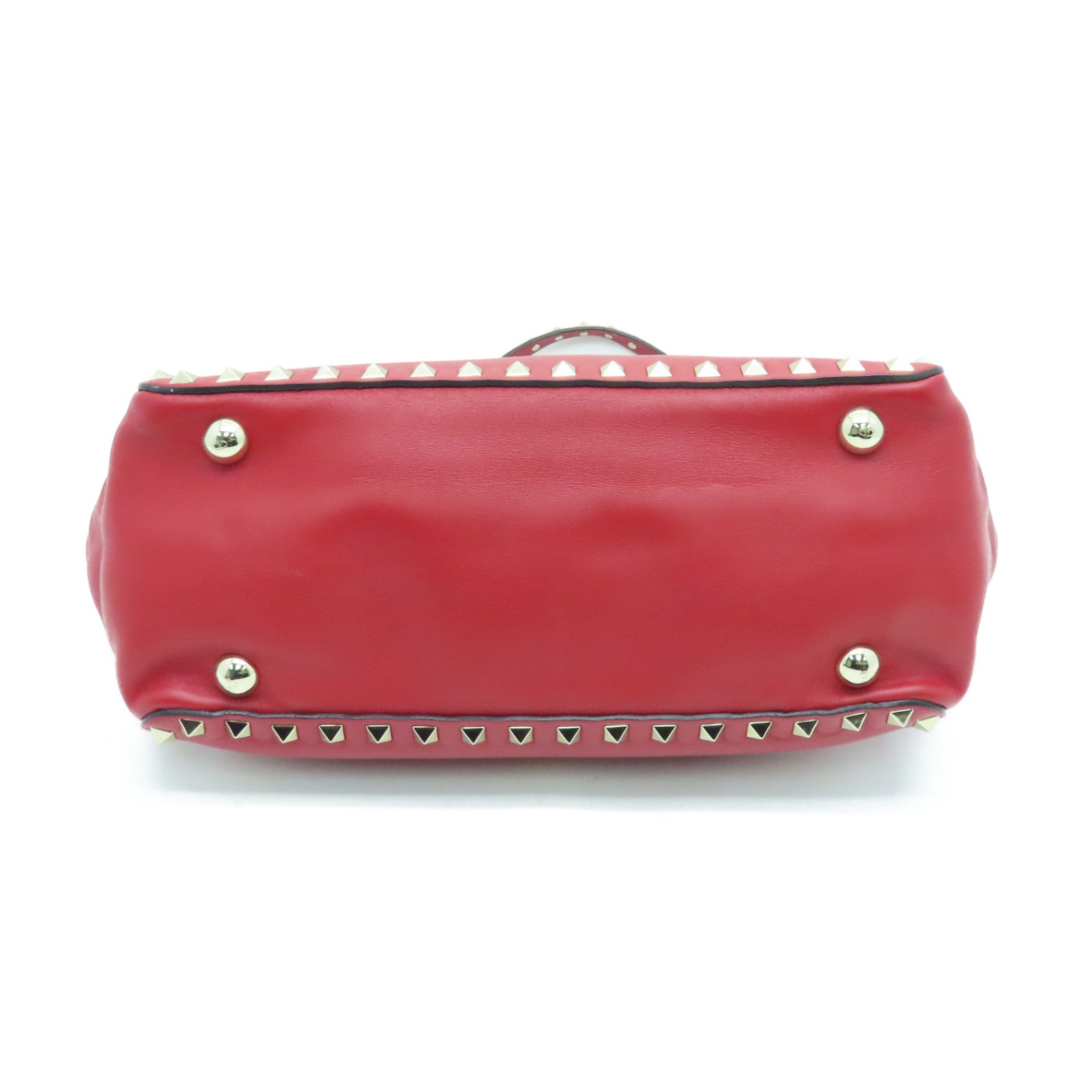 Valentino sheepskin leather 2way Shoulder Bag gold buckle handle shoulder bag red