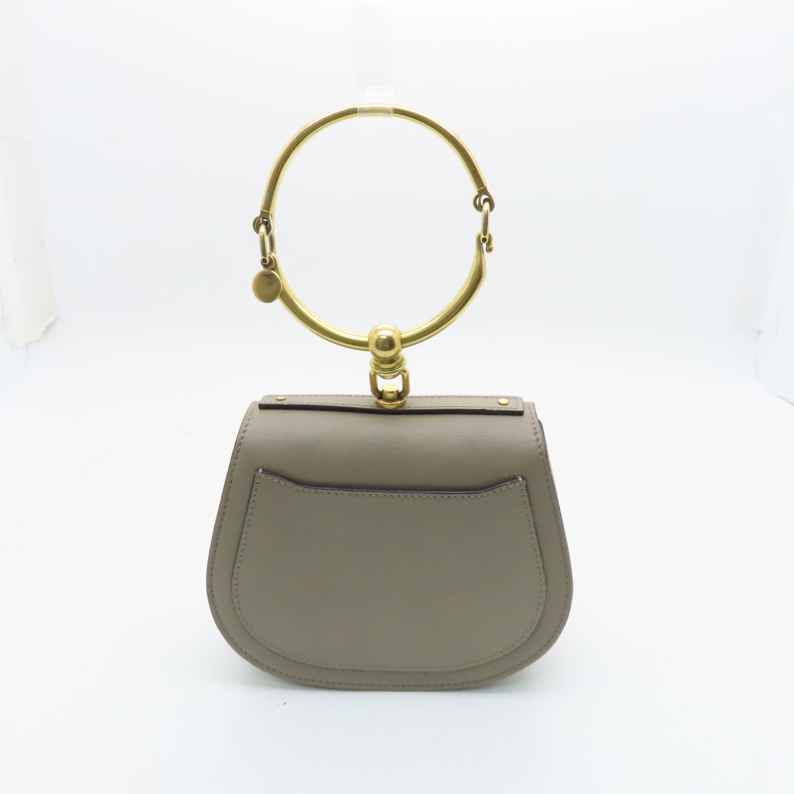 Chloe cowhide leather Bracelet Nile gold buckle handle shoulder bag gray