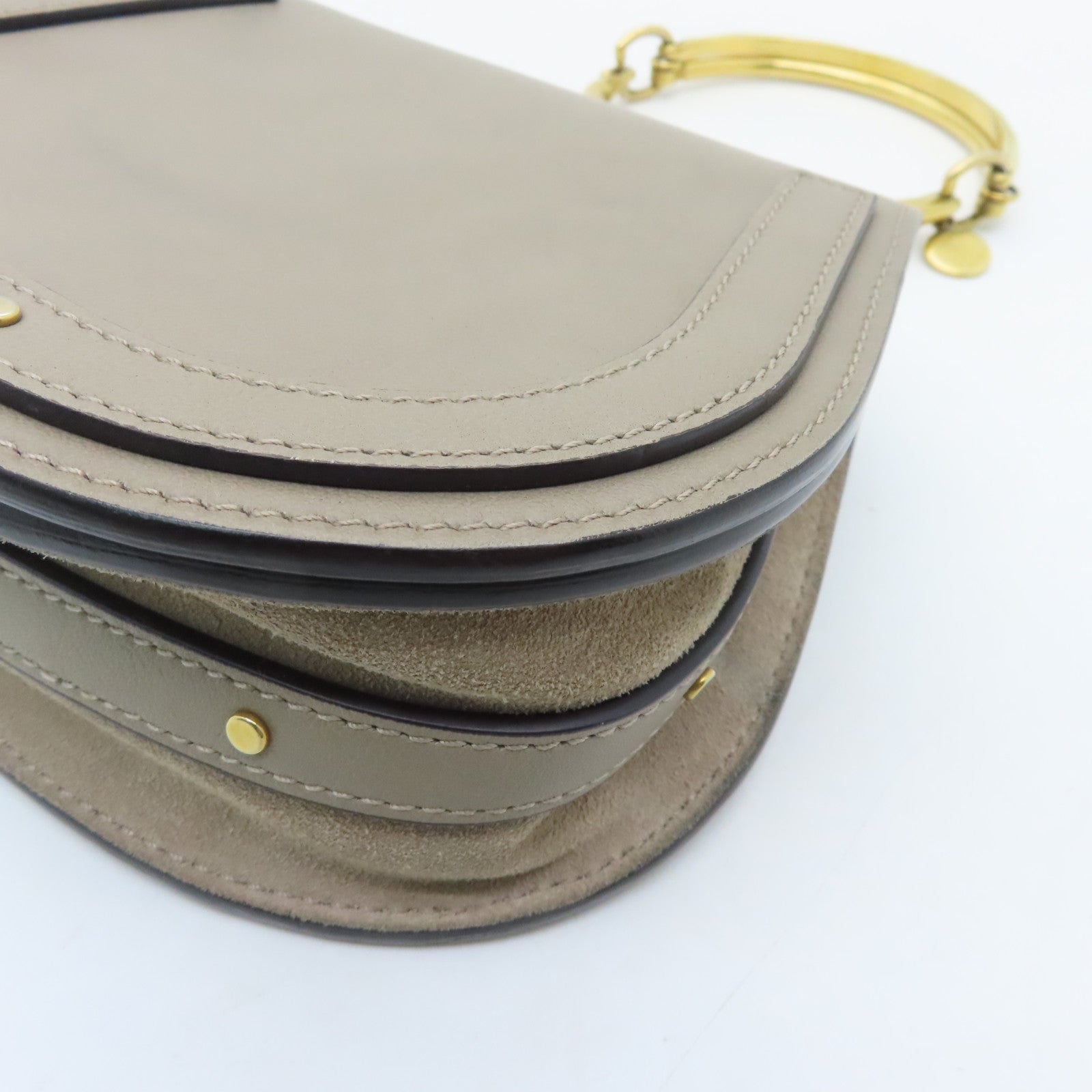 Chloe cowhide leather Bracelet Nile gold buckle handle shoulder bag gray