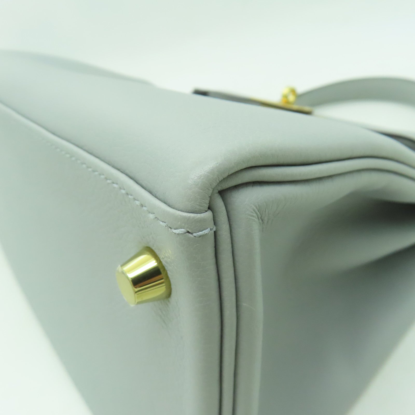 HERMES Evercolor皮革Kelly 28金扣手挽肩背兩用袋淺藍色