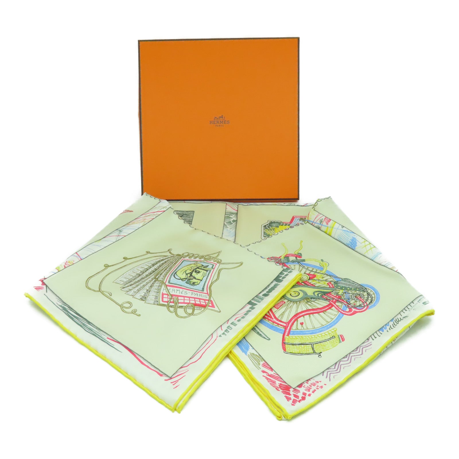HERMES 絲質Scarf 90x90絲巾米色