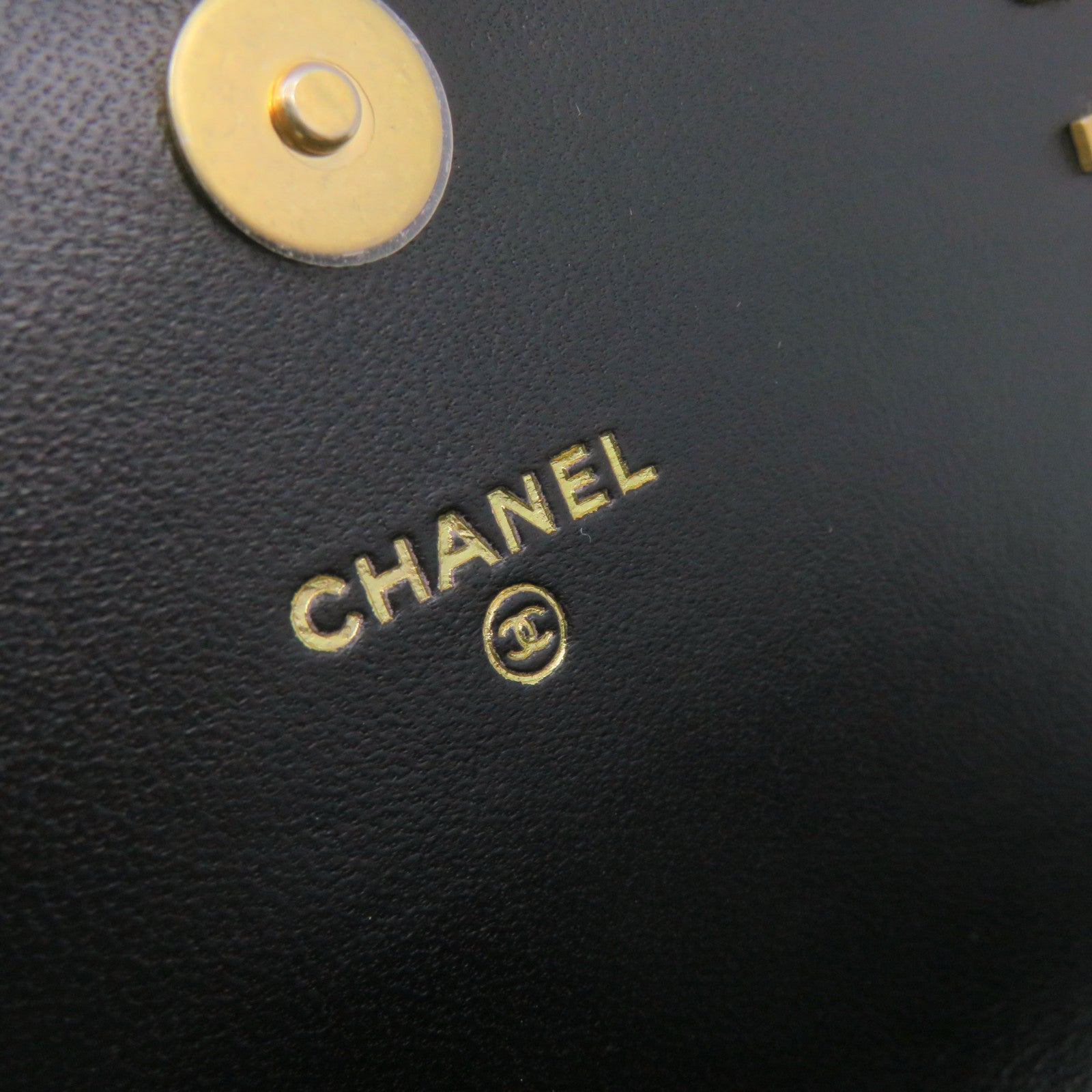 CHANEL 菱格羊皮皮革Wallet On Chain Shoulder Bag金扣鏈帶肩背袋黑色