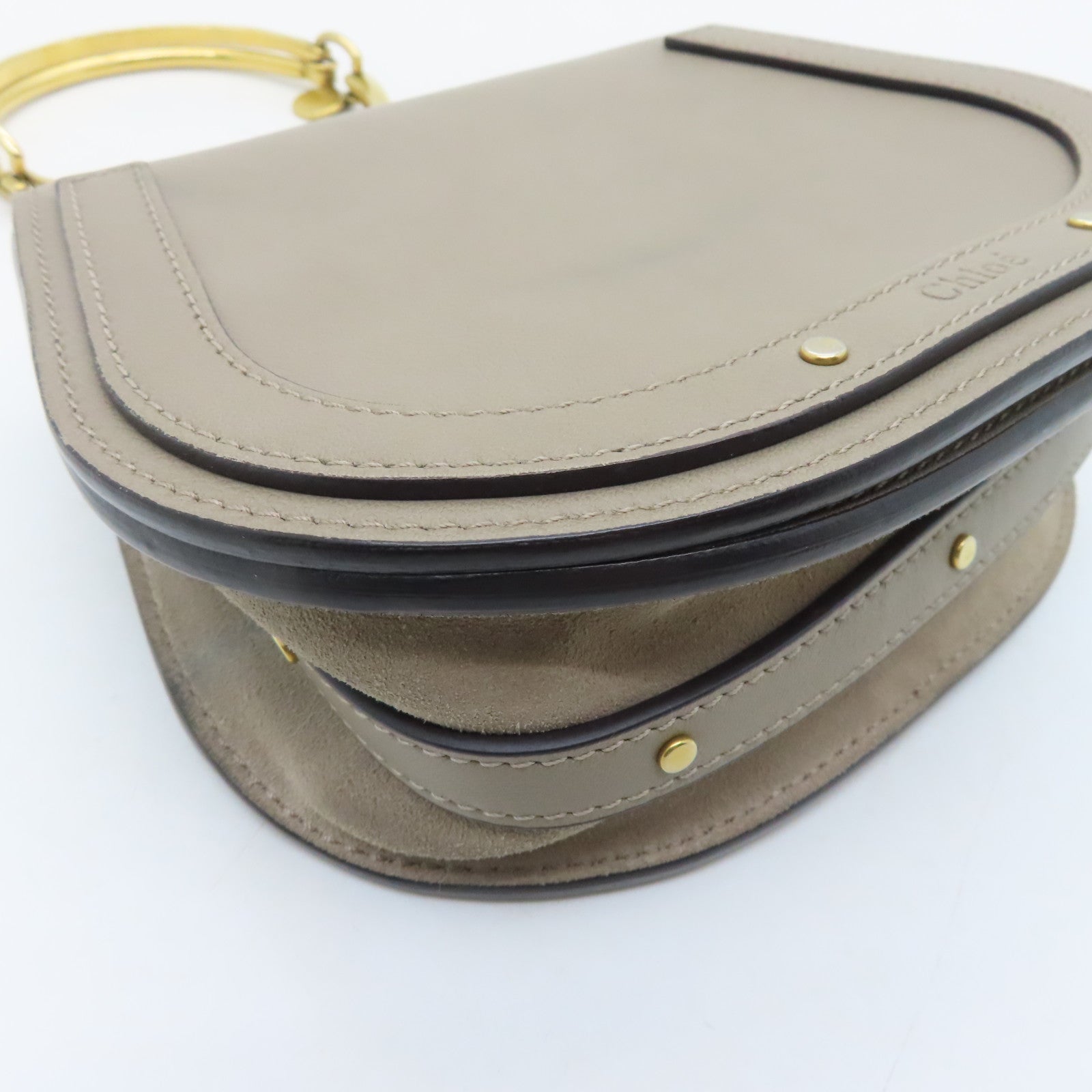 Chloe cowhide leather Bracelet Nile gold buckle handle shoulder bag gray