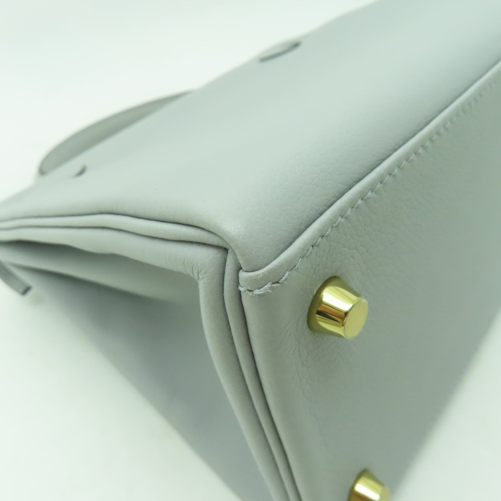 HERMES Evercolor皮革Kelly 28金扣手挽肩背兩用袋淺藍色