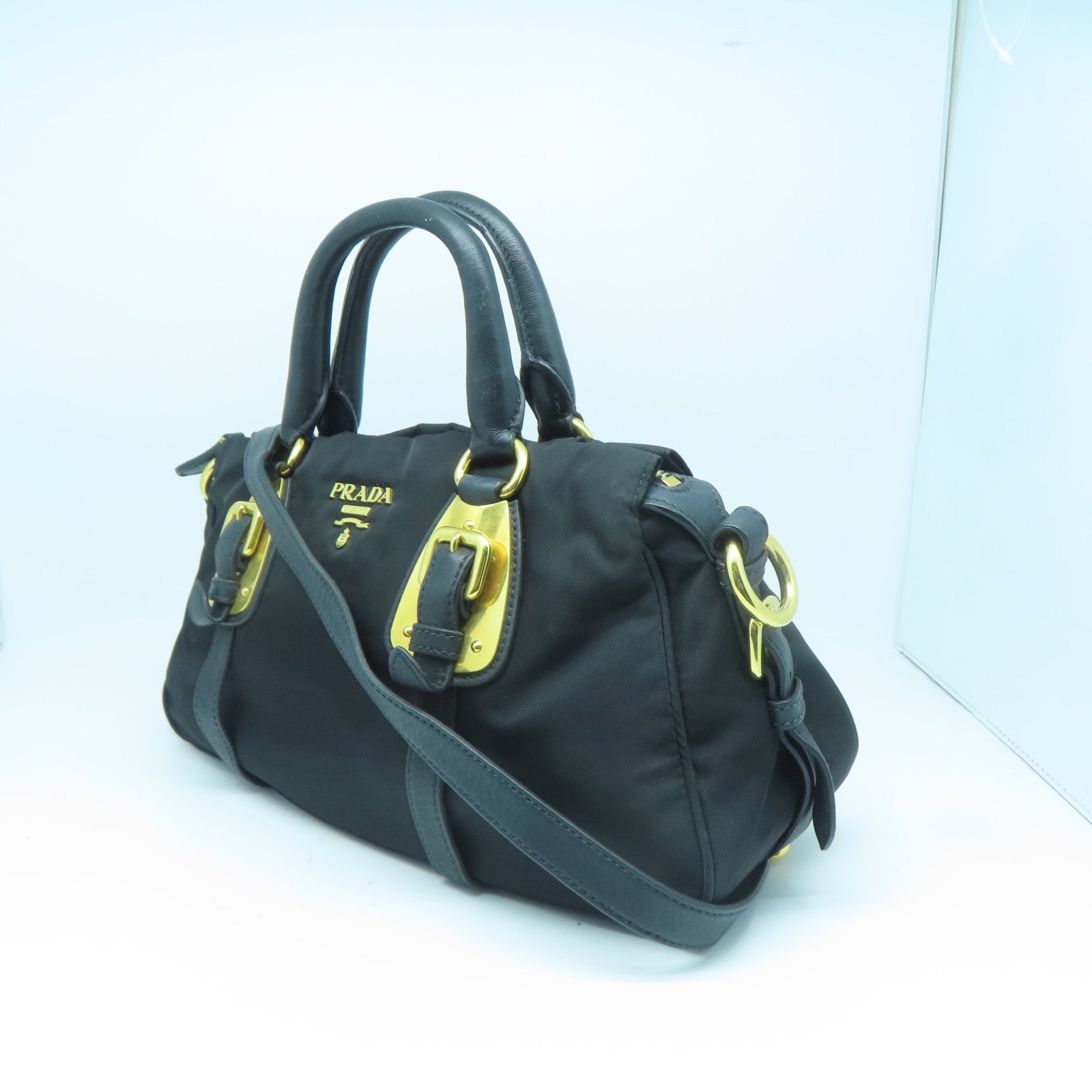 PRADA 尼龙2 way Shoulder金扣手挽肩背两用袋
