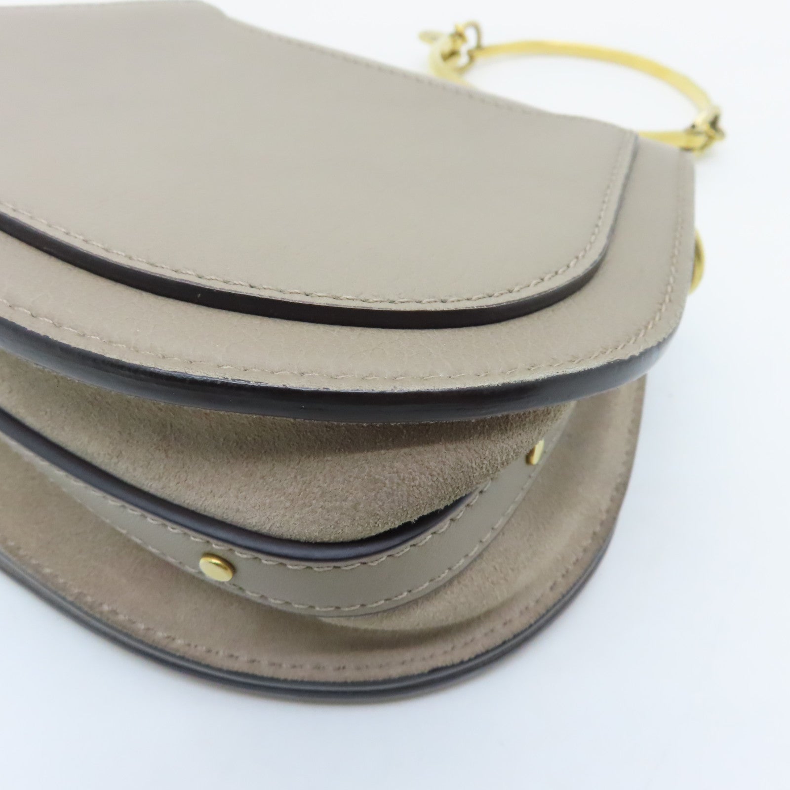 Chloe cowhide leather Bracelet Nile gold buckle handle shoulder bag gray