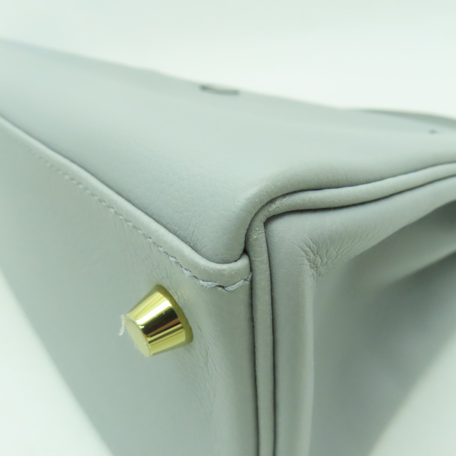 HERMES Evercolor皮革Kelly 28金扣手挽肩背兩用袋淺藍色
