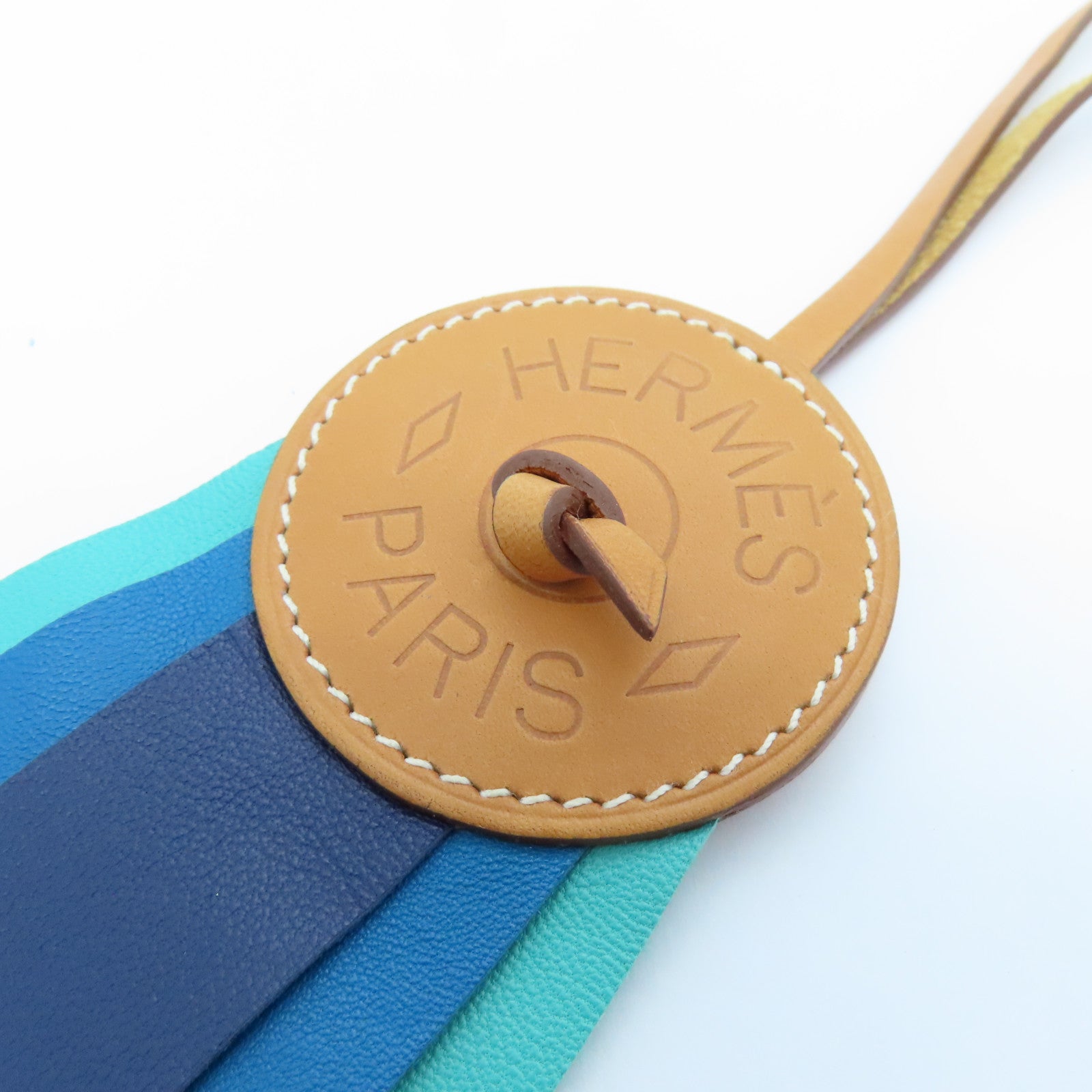 HERMES Calf Leather Charm Charm Blue/Brown