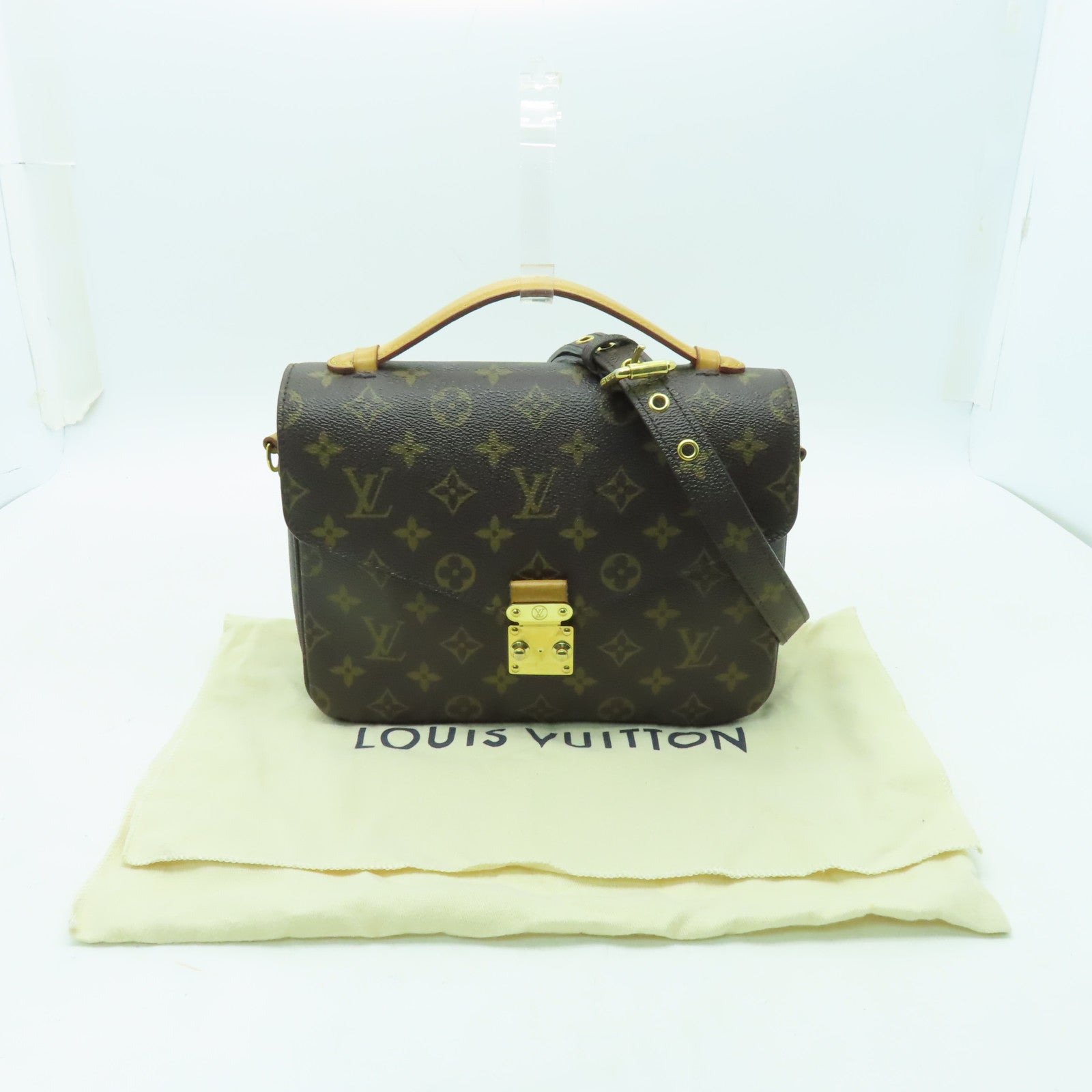 LOUIS VUITTON Monogram Pochette Metis金扣手挽肩背兩用袋啡色